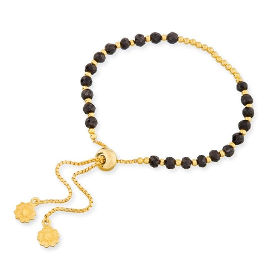 Athena Gem Beaded Adjustable Slider Bracelet Black Onyx