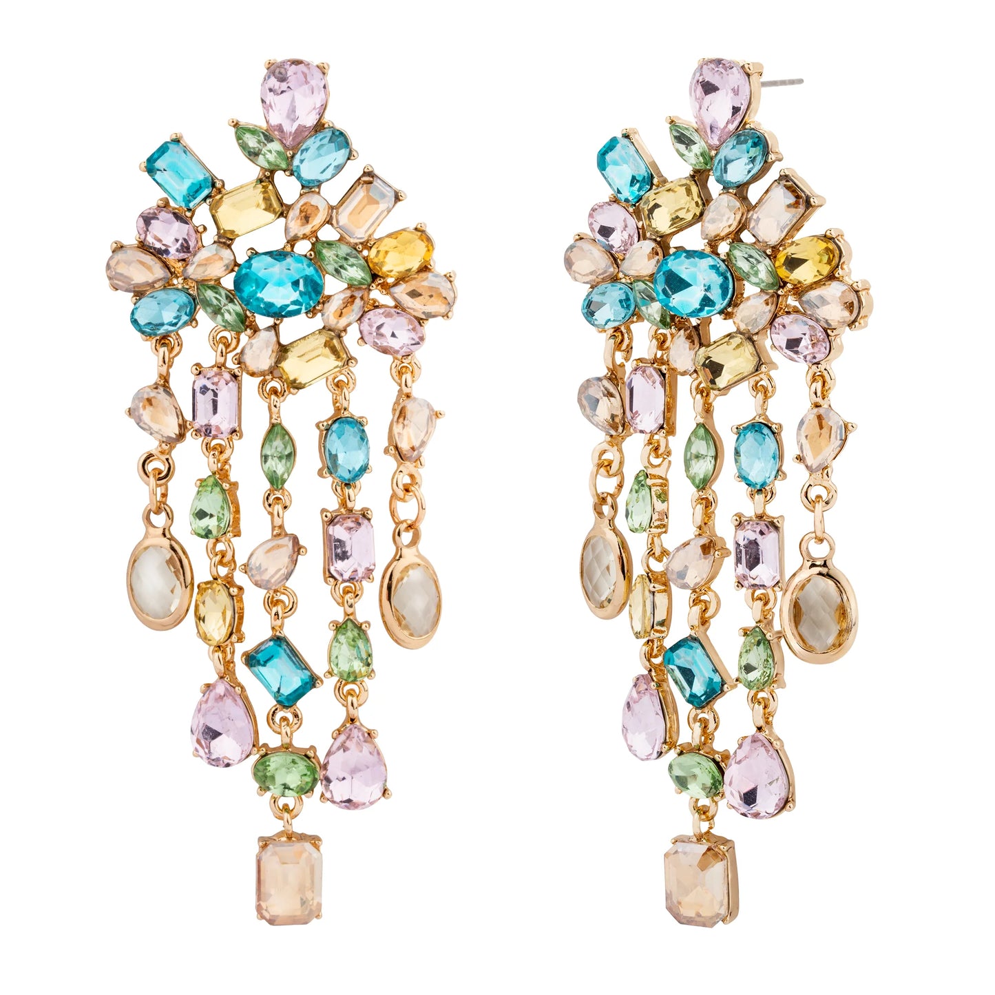 Gold and Multi Colour Post Earrings