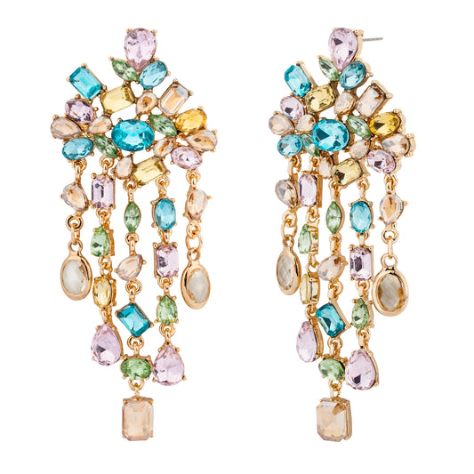 Gold and Multi Colour Post Earrings