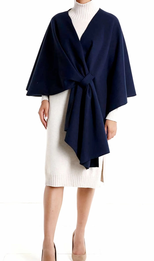 Knot Wrap Cape Poncho Knit One Size 8-20