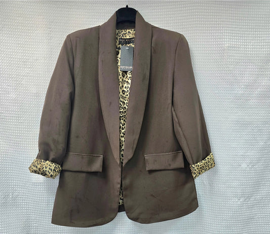 Leopard Trim Turn Up Sleeve Blazer