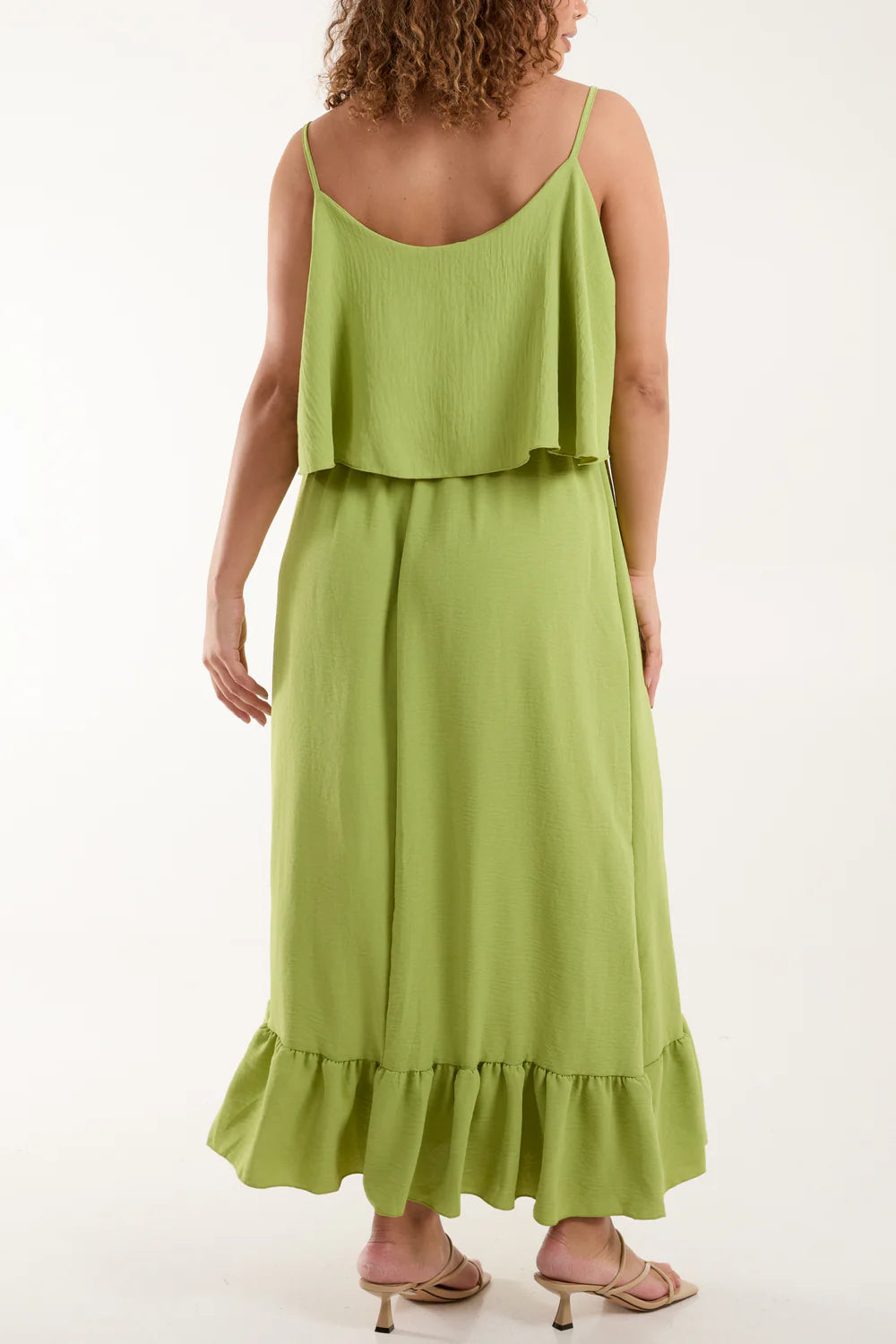 Double Layer Cami Maxi Dress Lime One Size Fits 8-16