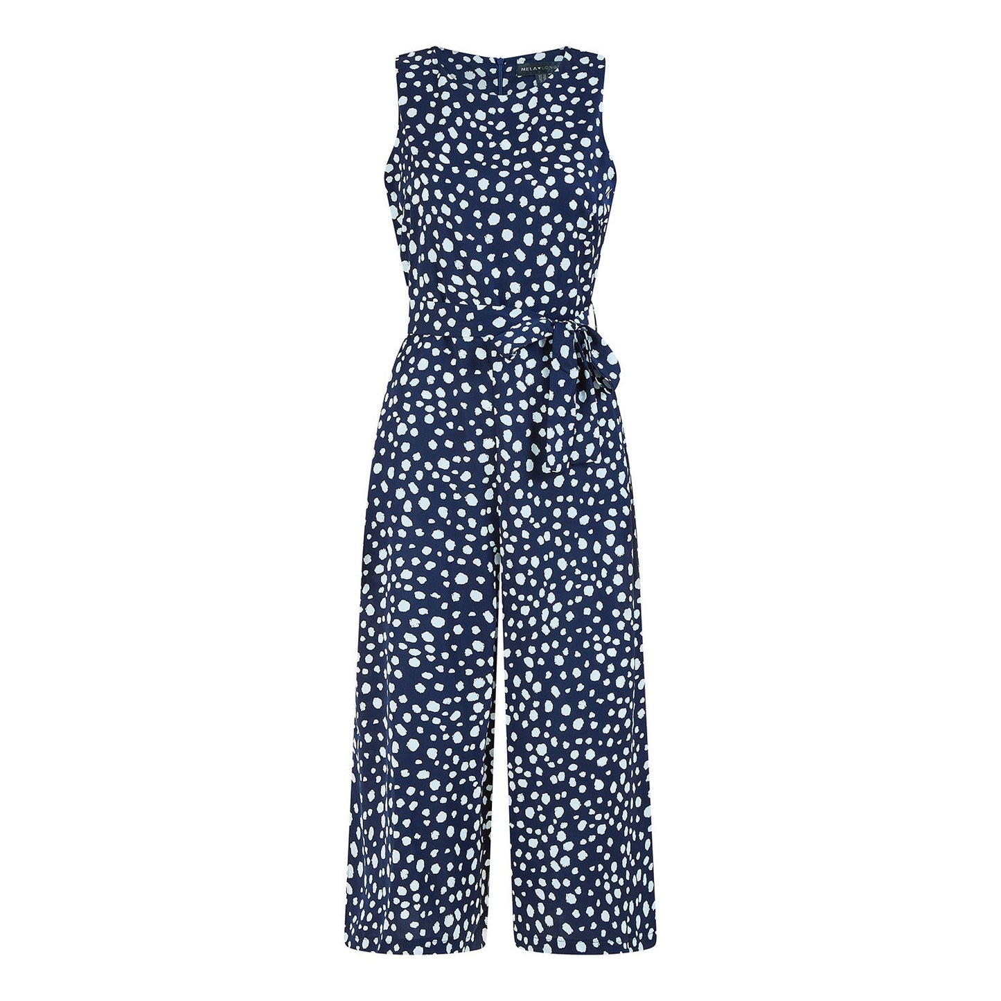Mela Navy Blotch Print Culotte Jumpsuit