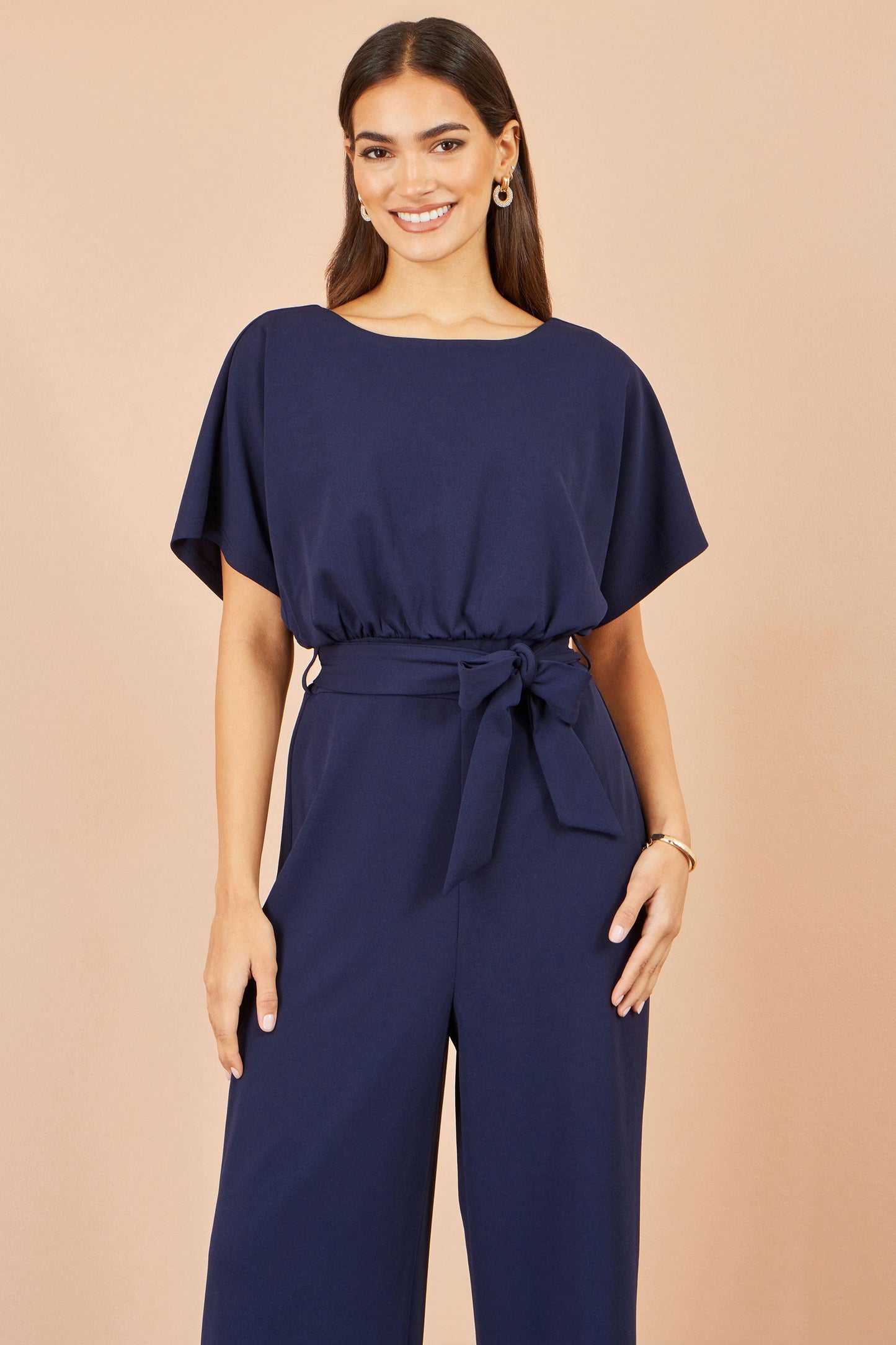 Yumi Navy Batwing Stretch Jumpsuit