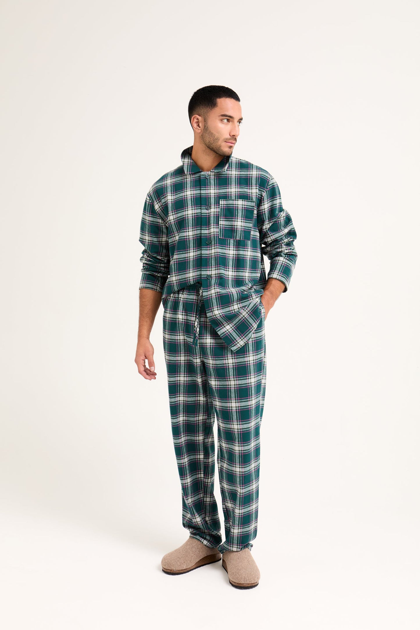 Mister You Plaid Pyjama Set in Green