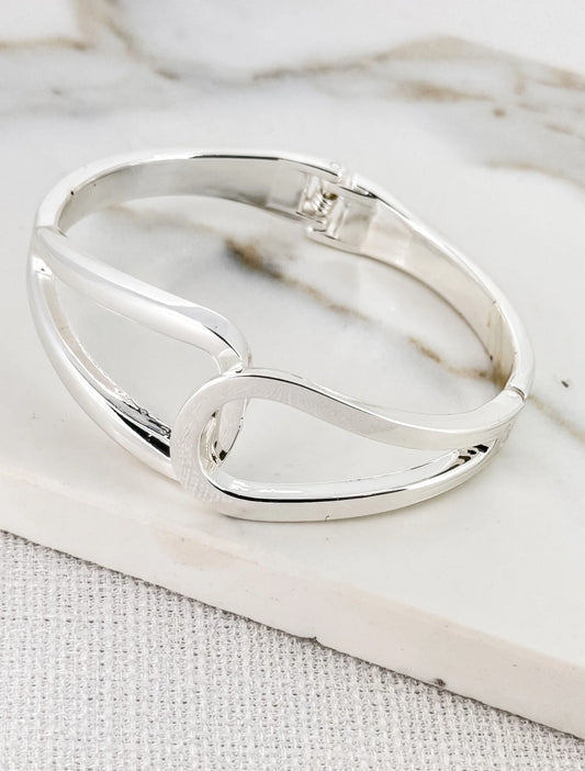 Silver Double Looped Hinged Bangle