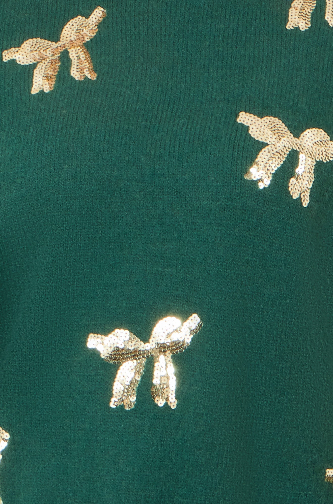 Yumi Green Sequin All Over Applique Bow Knitted Jumper