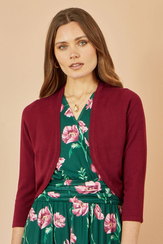 Yumi Burgundy Knitted Bolero