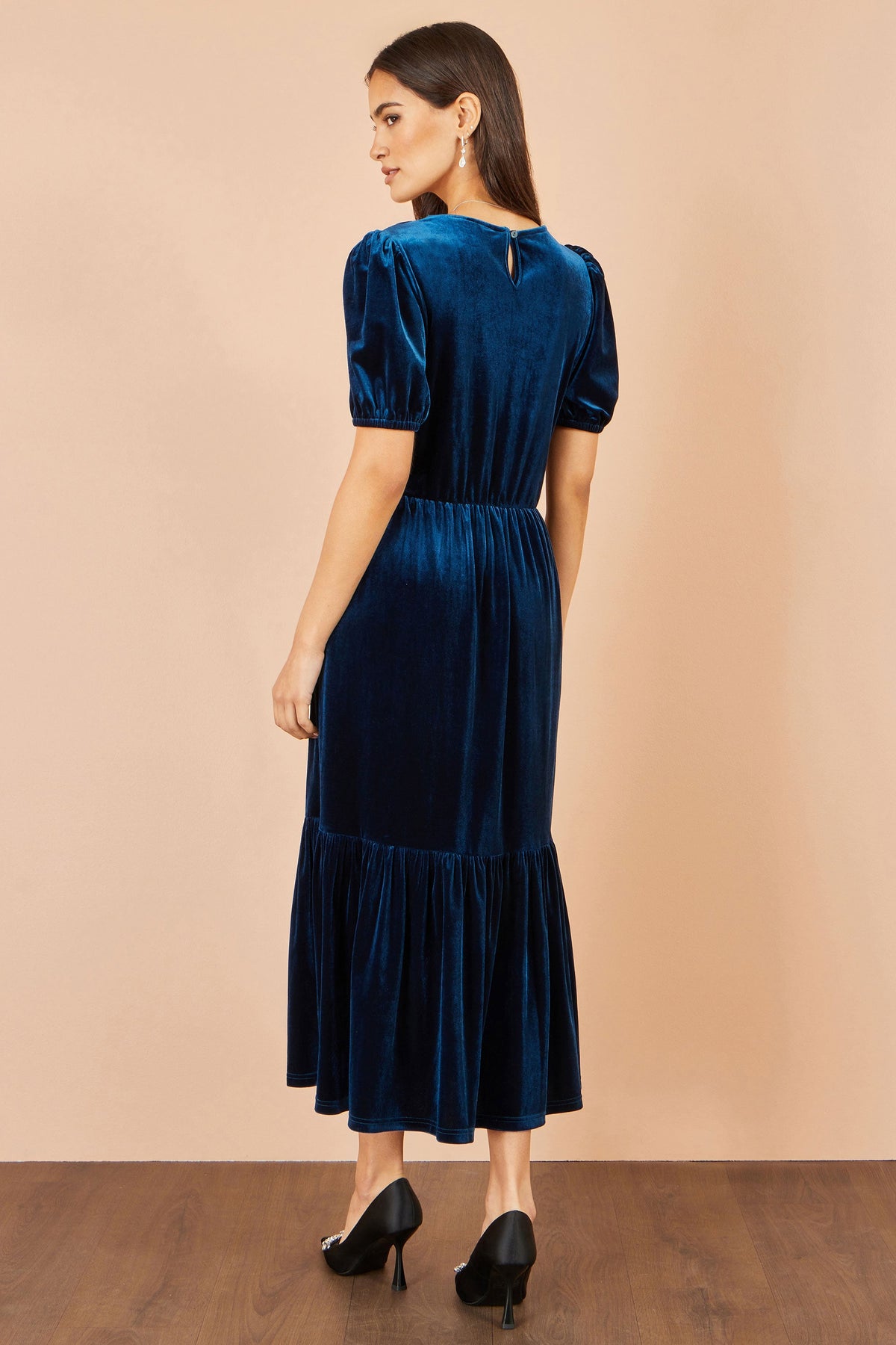 Yumi Teal Velvet Midi Dress