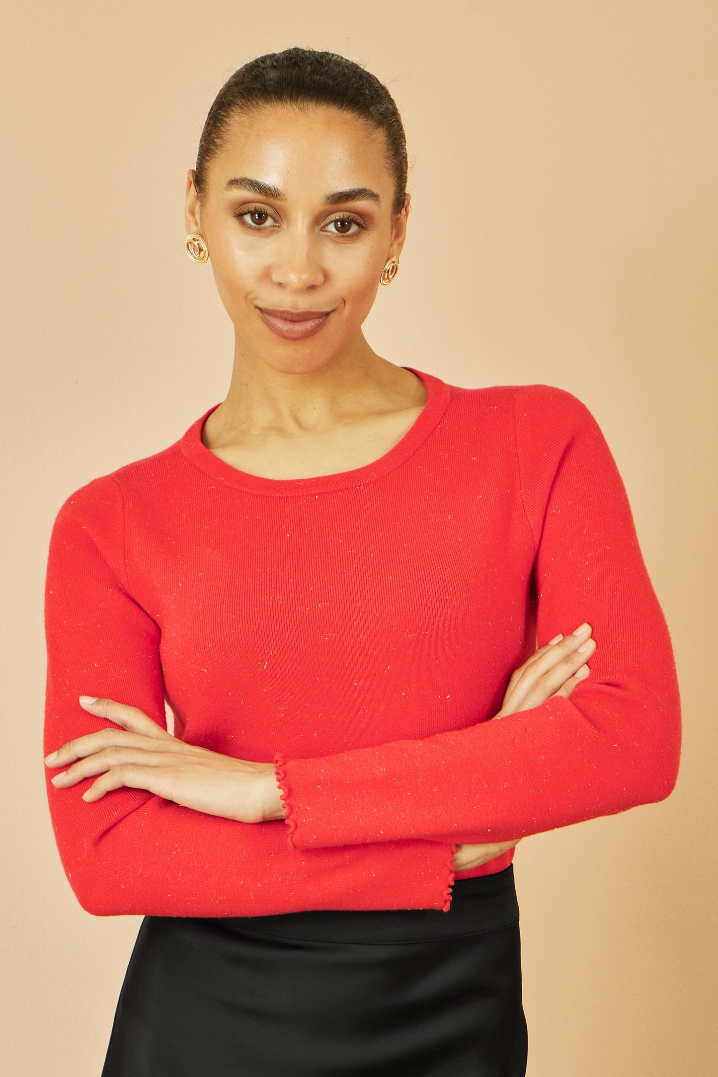 Yumi Red Sparkle Knit Jumper