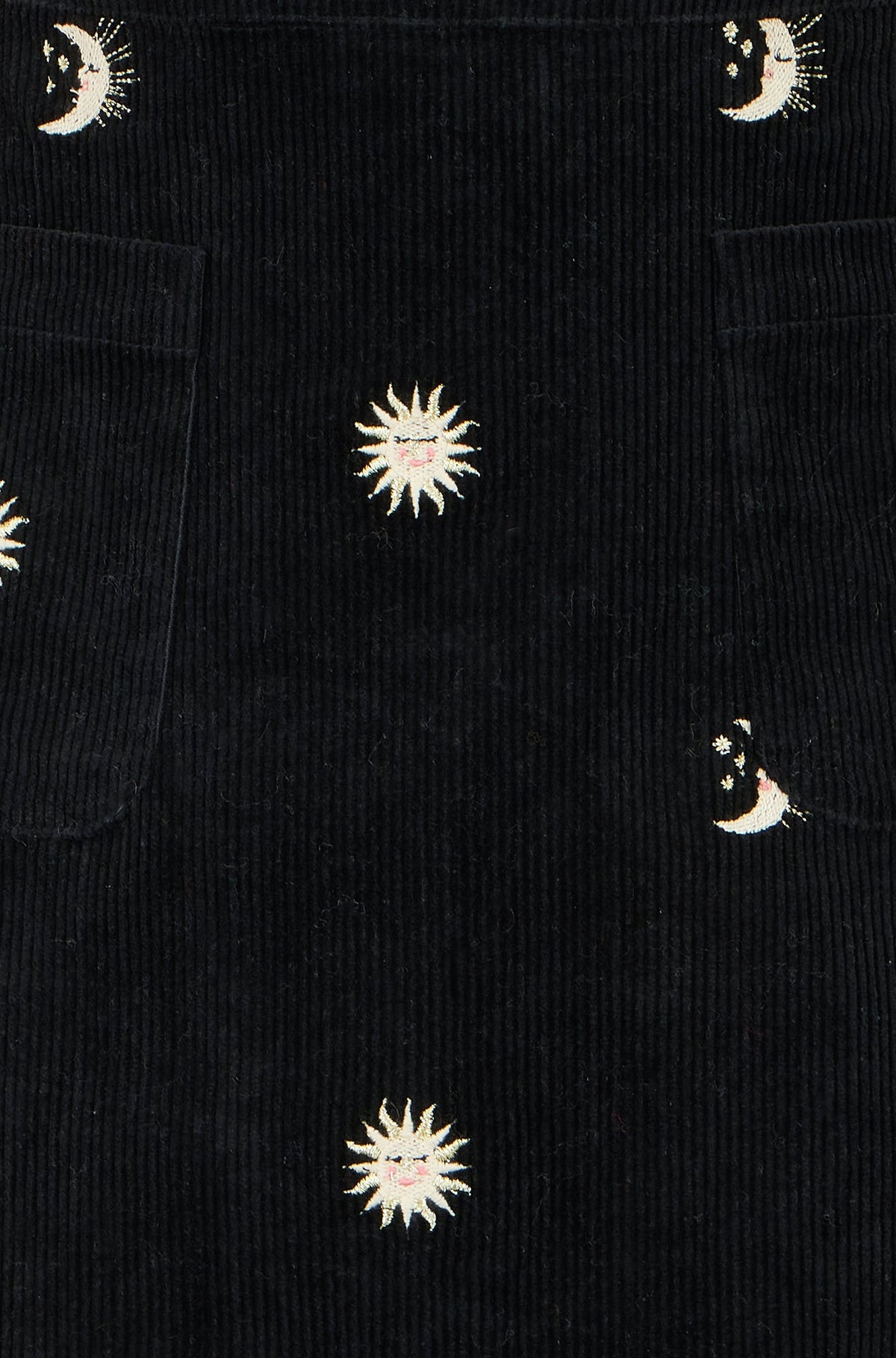Yumi Black Cosmic Embroidered Mini Skirt