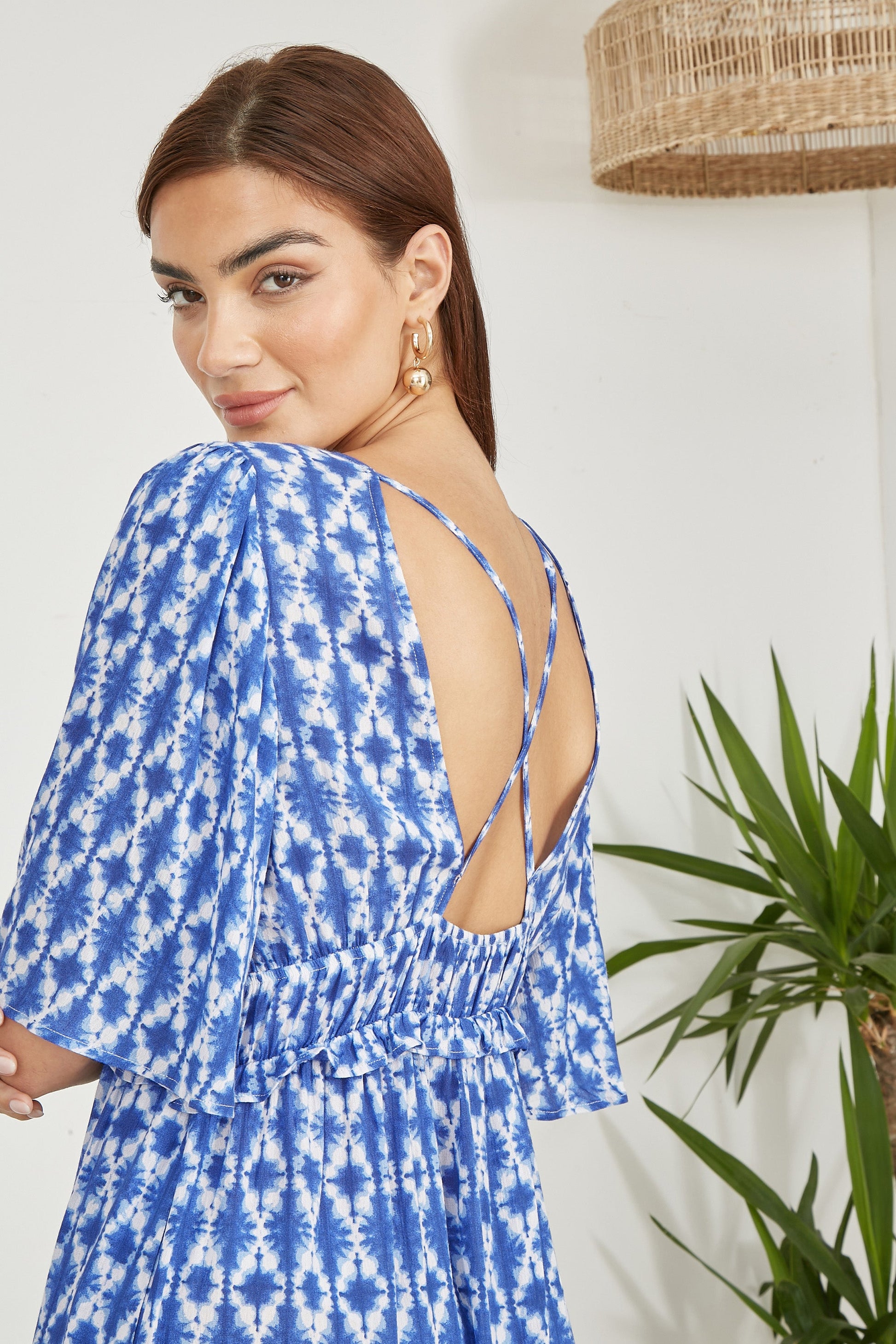 Yumi Blue Aztec Print Maxi Dress With Cross Over Back Envy Boutique Yumi Blue Aztec Print Maxi Dress With Cross Over Back Envy Boutique