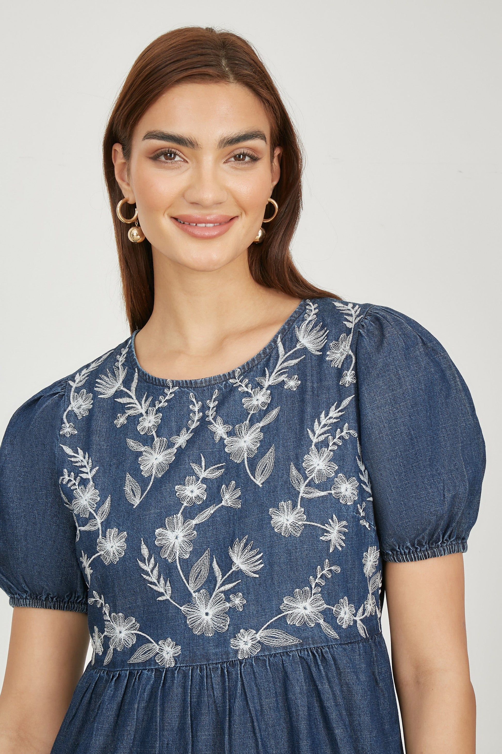 white christmas dresses Fifteen Twenty Esme Midi Shirt Dress- Denim 2 main image 1