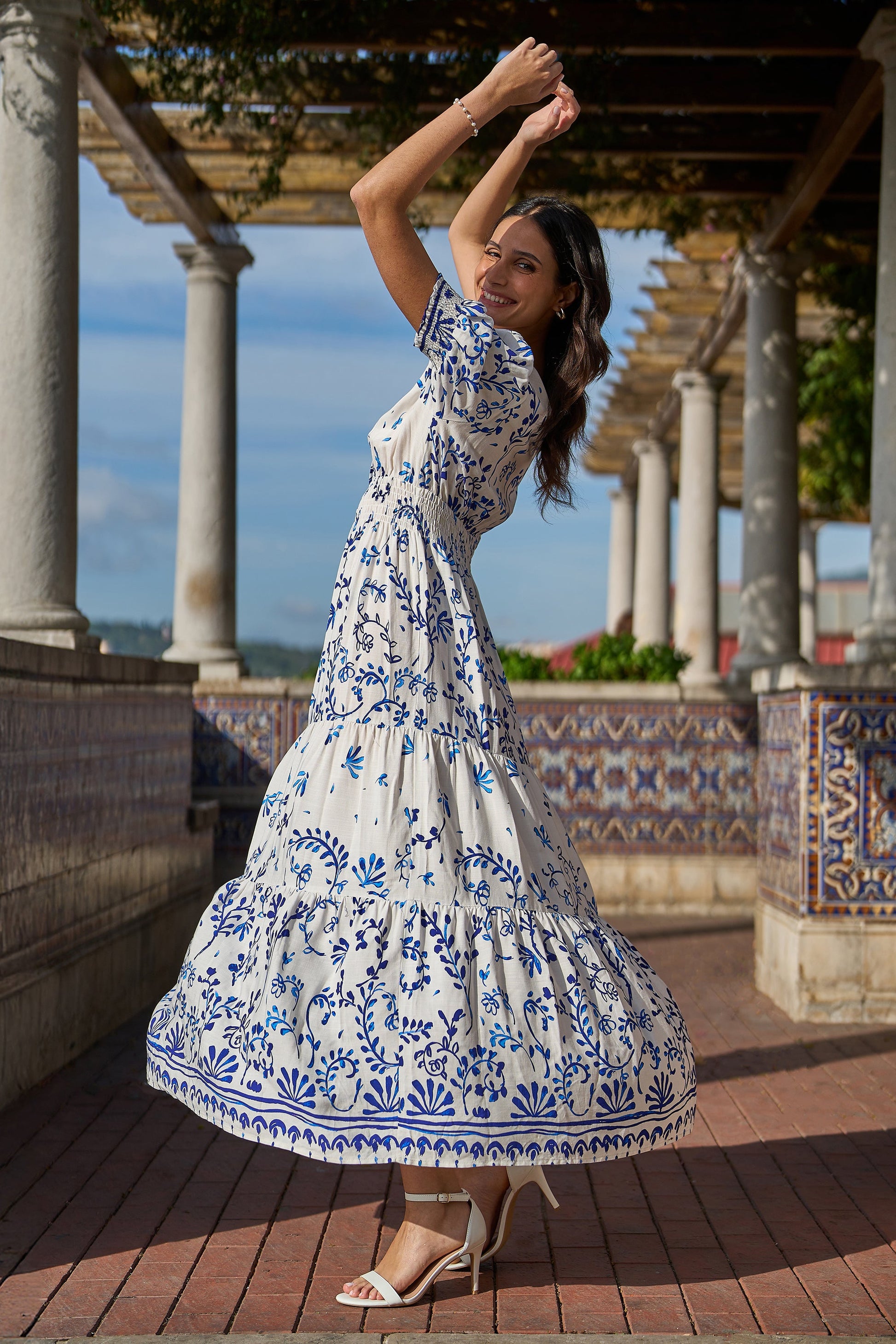 border print maxi dress Tie Strap Maxi Dress | Botanic Border Print | S