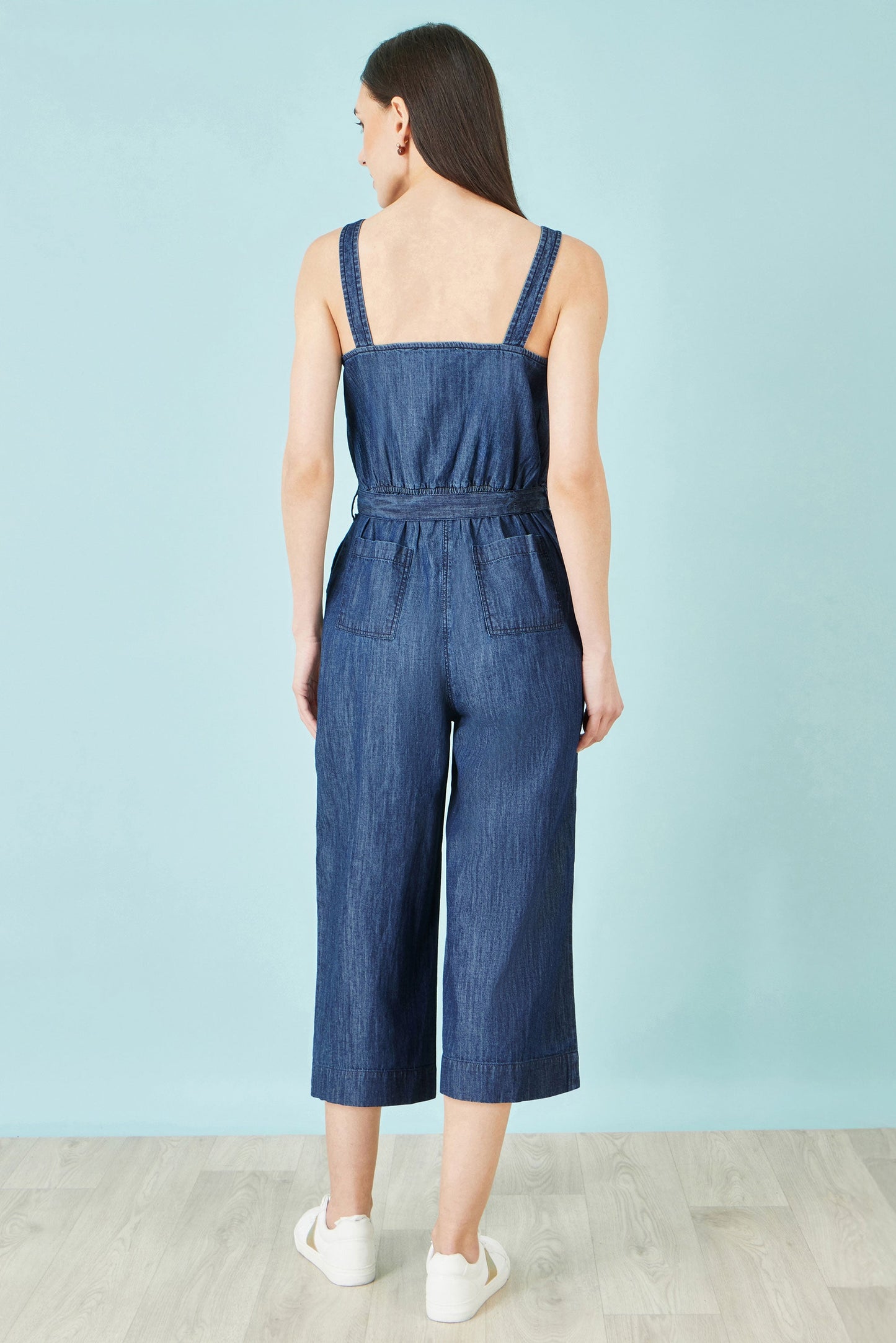 Yumi Blue Chambray Button Through Jumpsuit