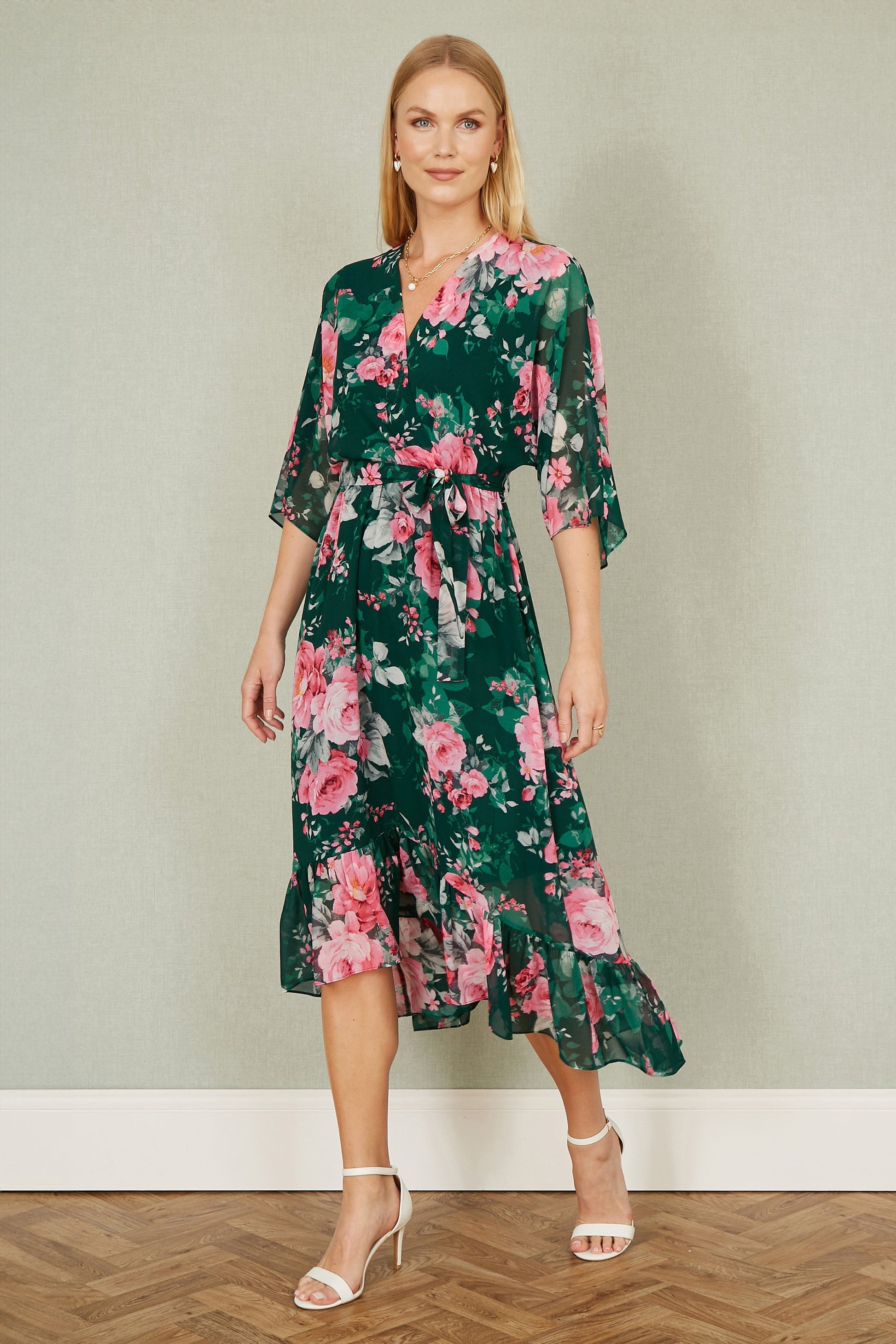 Yumi Dark Green Kimono Sleeves Midi Dip Hem Wrap Midi Dress Envy Boutique Yumi Dark Green Kimono Sleeves Midi Dip Hem Wrap Midi Dress Envy Boutique