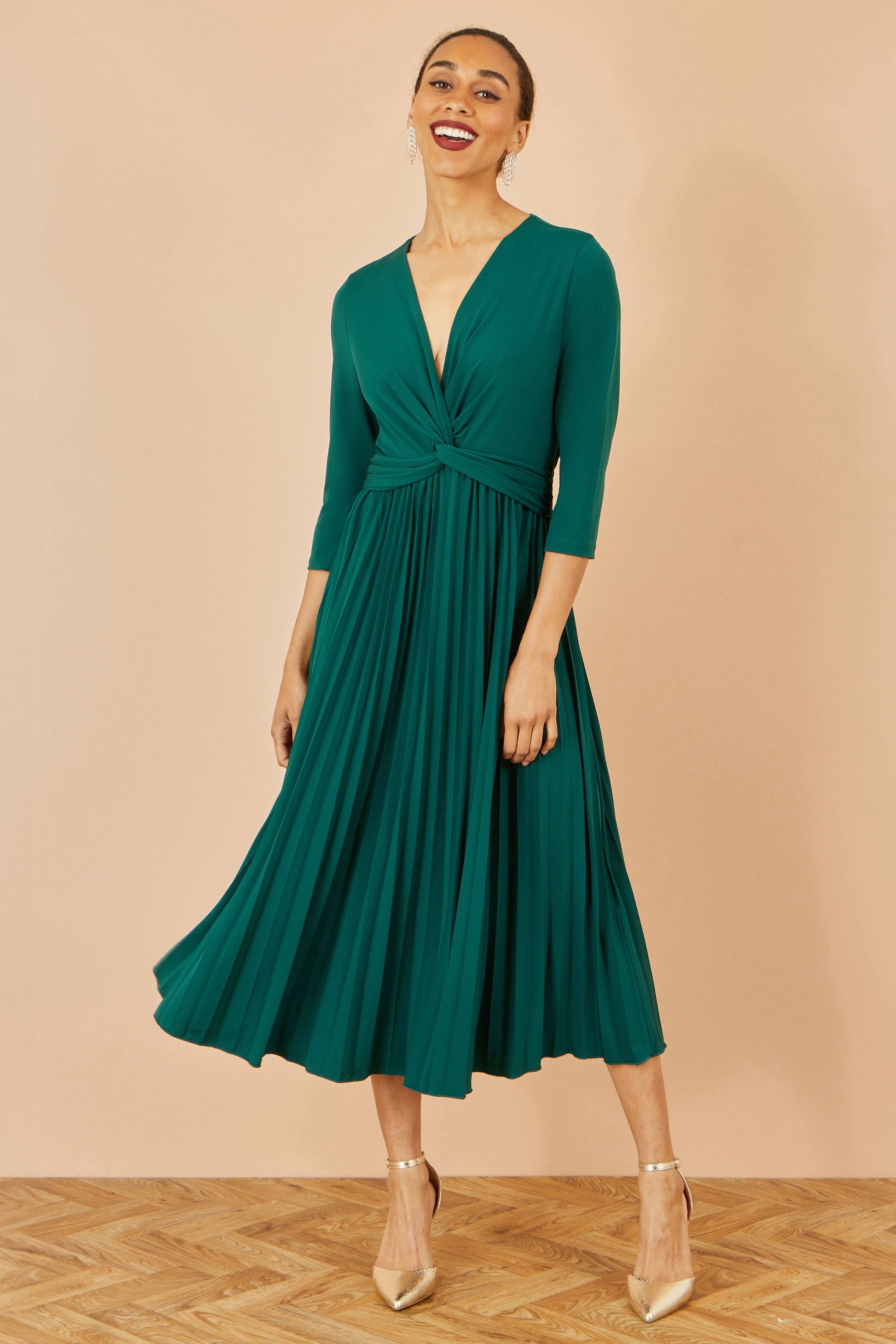 jersey pleated midi dress Max Mara | Woman - Jersey dress with a pliss-pleated skirt - Navy