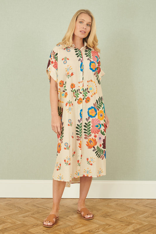 Yumi Multicoloured Folk Print Relaxed Tunic