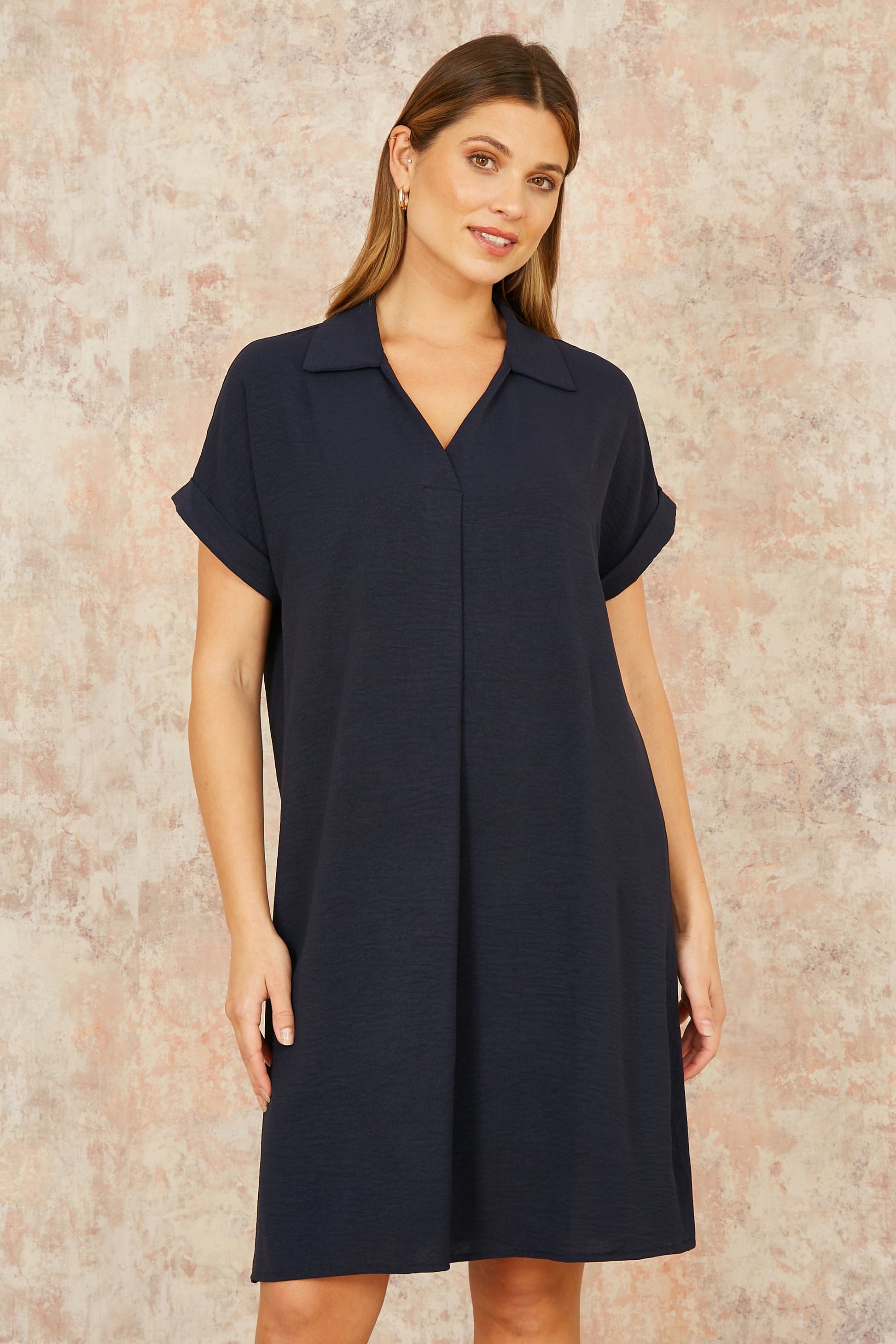 Yumi Navy Relaxed Fit Collared Tunic Dress – Envy Boutique Yumi Navy Relaxed Fit Collared Tunic Dress – Envy Boutique