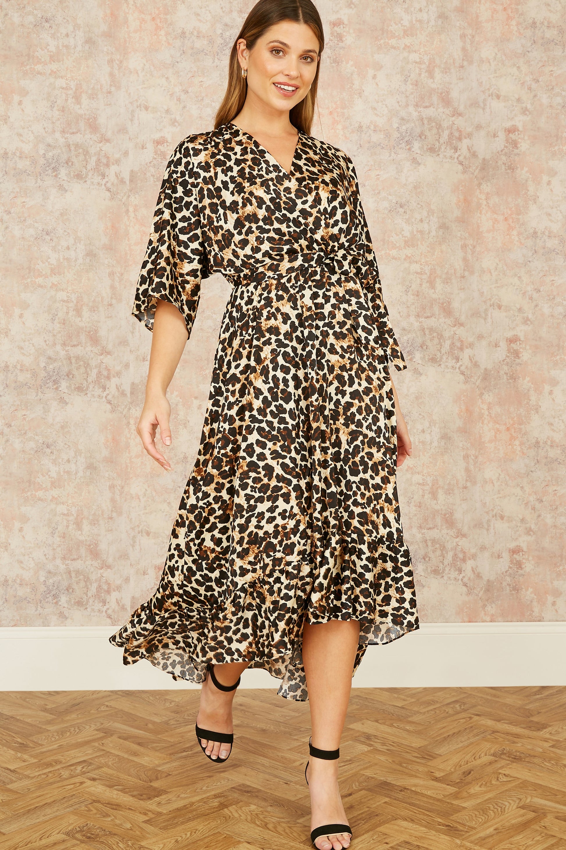 kimono wrap dress midi TFNC Bridesmaid kimono sleeve satin wrap midi dress in emerald green