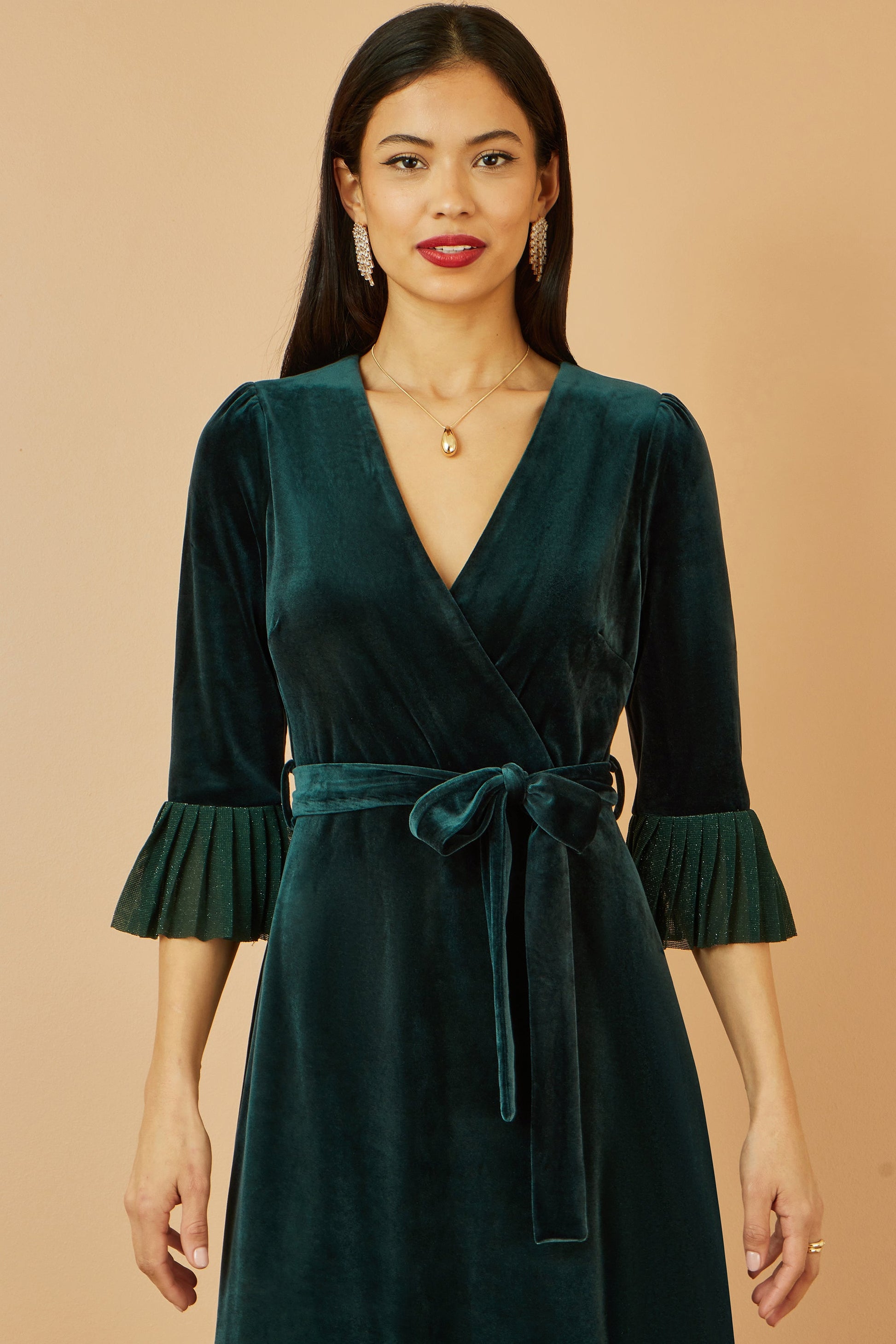 Yumi Green Velvet Wrap Midi Dress With Contrast Hemline Envy Boutique Yumi Green Velvet Wrap Midi Dress With Contrast Hemline Envy Boutique