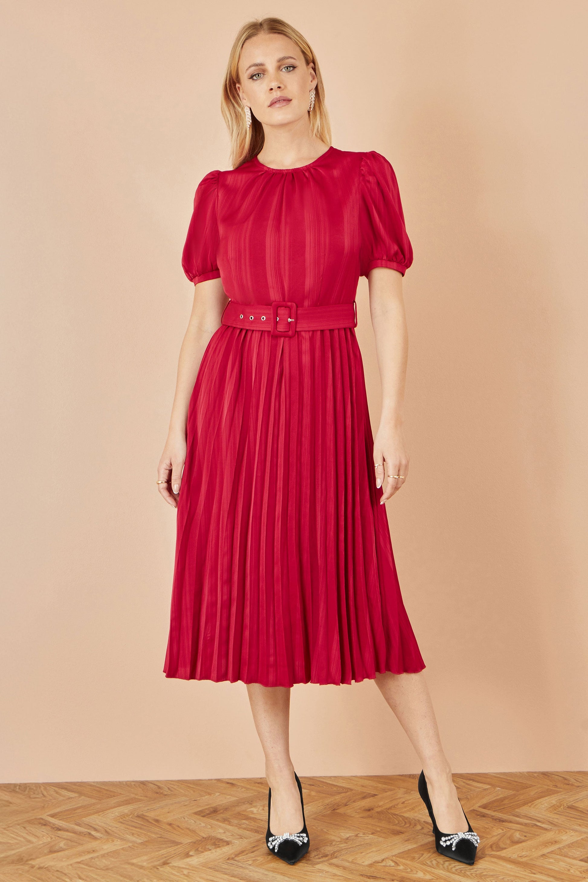 striped satin midi dress Sunset Stripe Mesh Midi