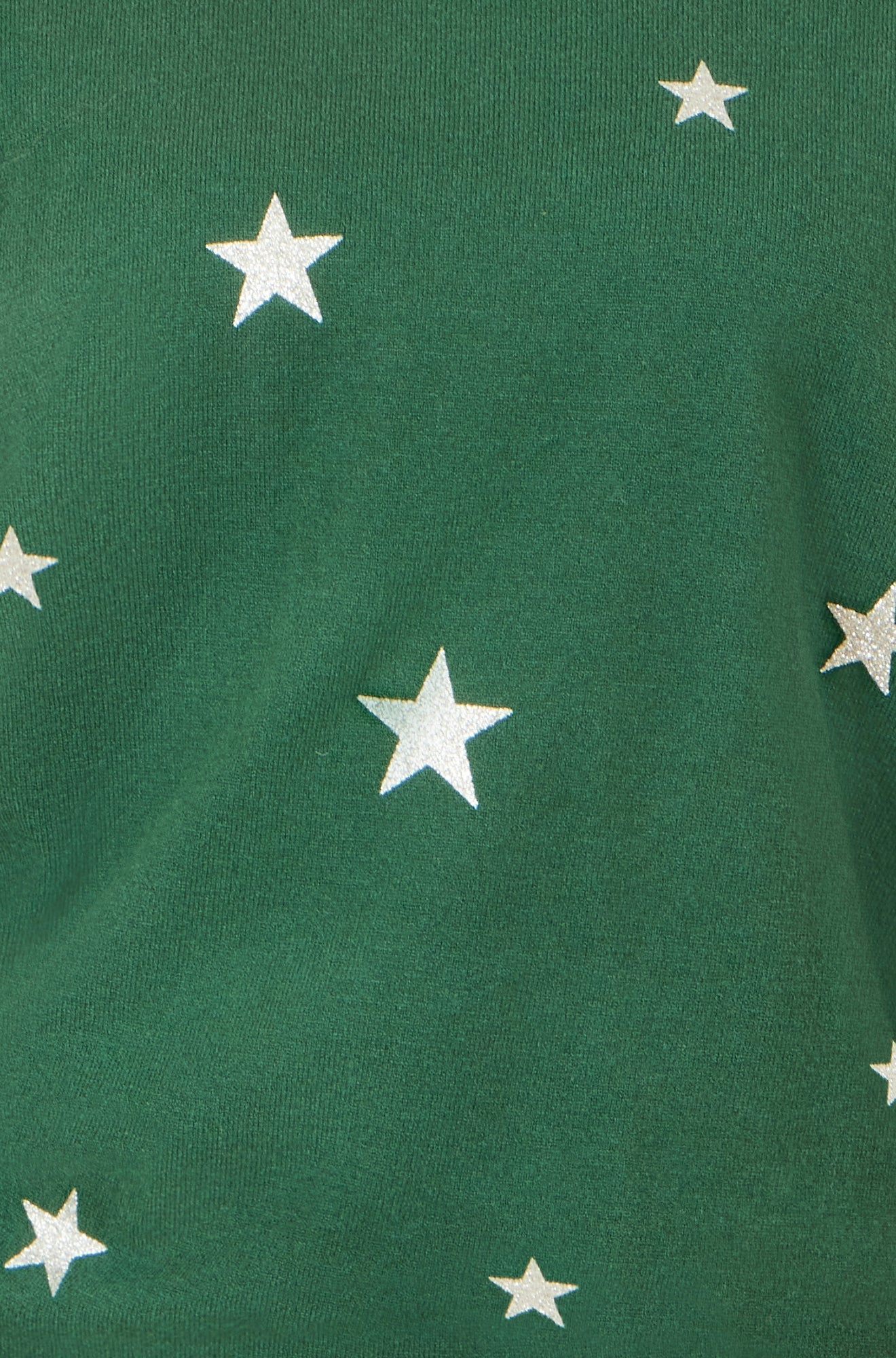 Yumi Green Gold Foil Star Print Relaxed Fit Jumper