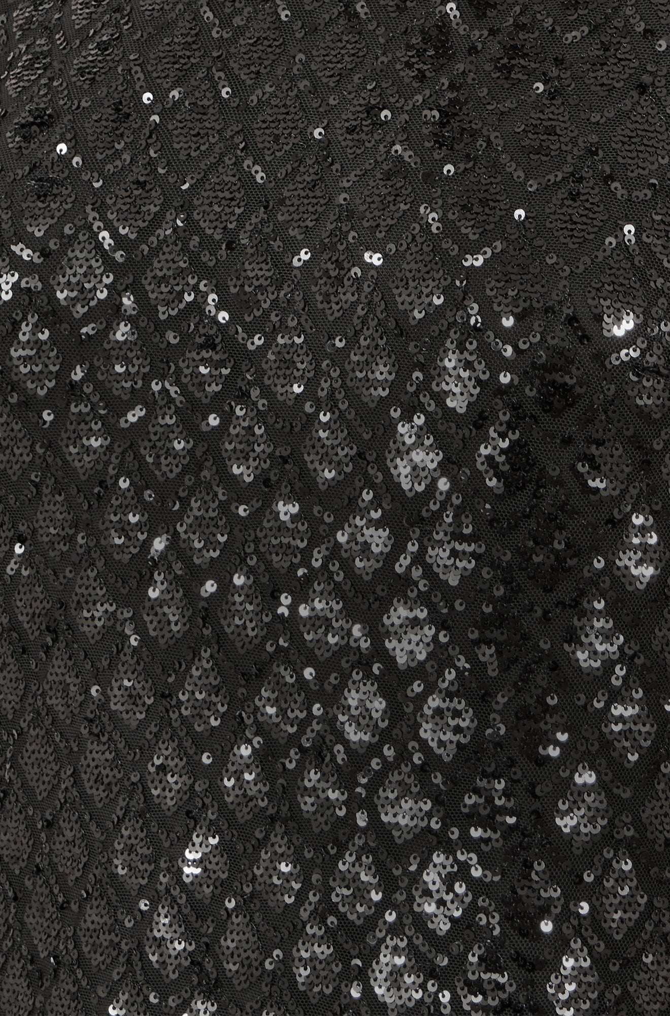 Yumi Black Sequin Tunic Dress with Chevron Pattern & Keyhole Neckline
