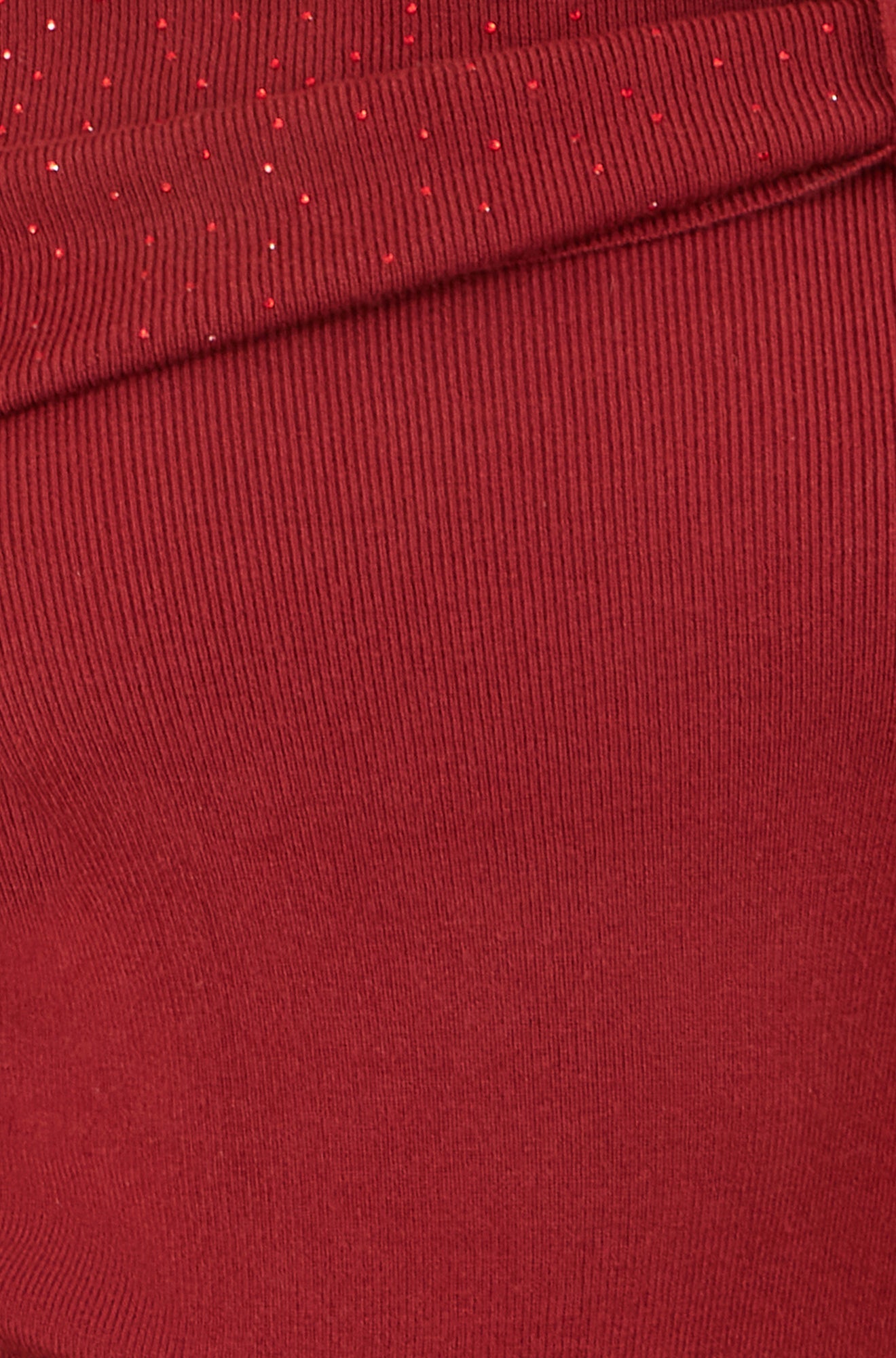 Yumi Burgundy Sparkle Bardot Jumper With Diamante Detail