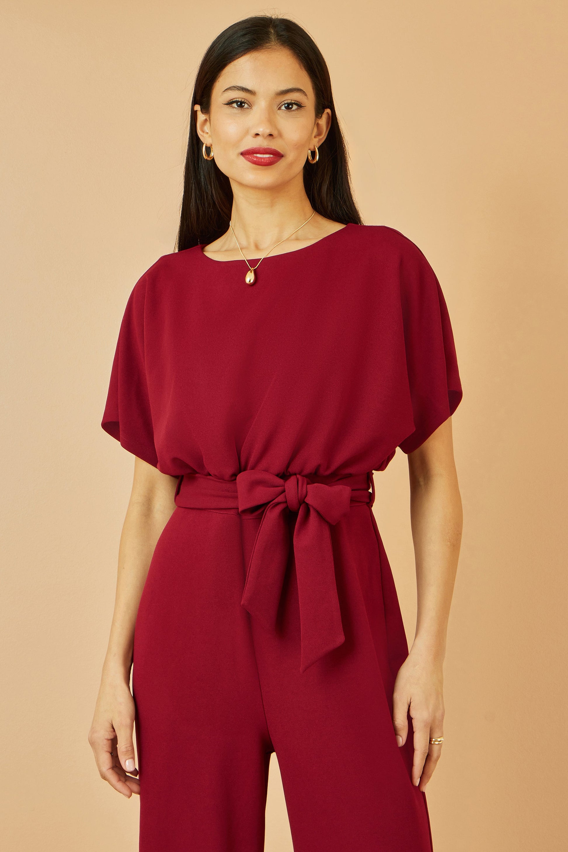 Yumi Burgundy Batwing Stretch Jumpsuit  Envy Boutique