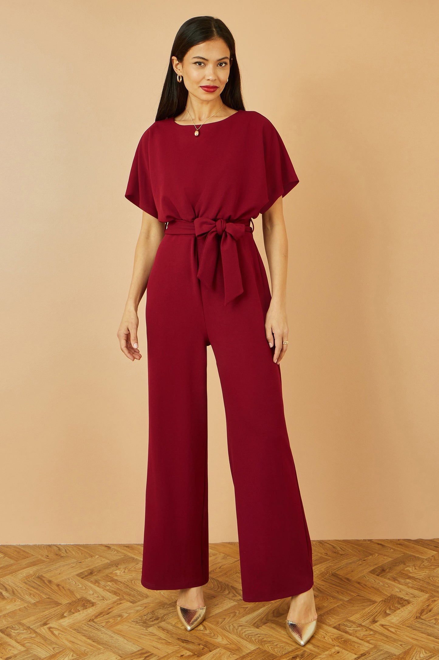 Yumi Burgundy Batwing Stretch Jumpsuit