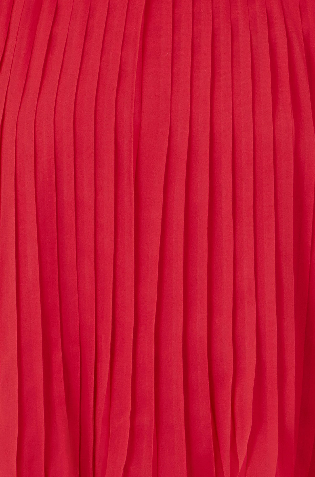 Yumi Red Pleated Long Sleeve Top With High Neck