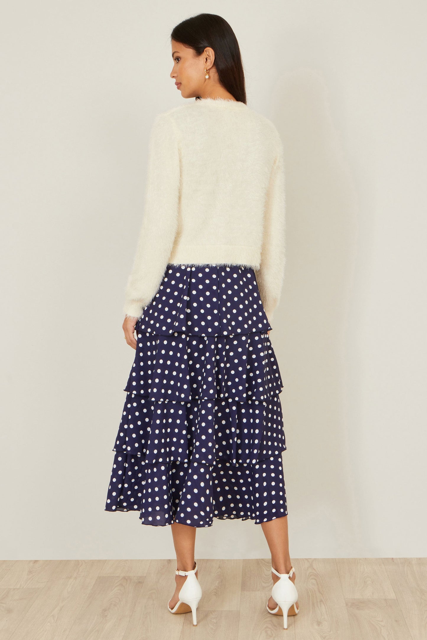 Yumi Ivory Eyelash Knit Cropped Cardigan