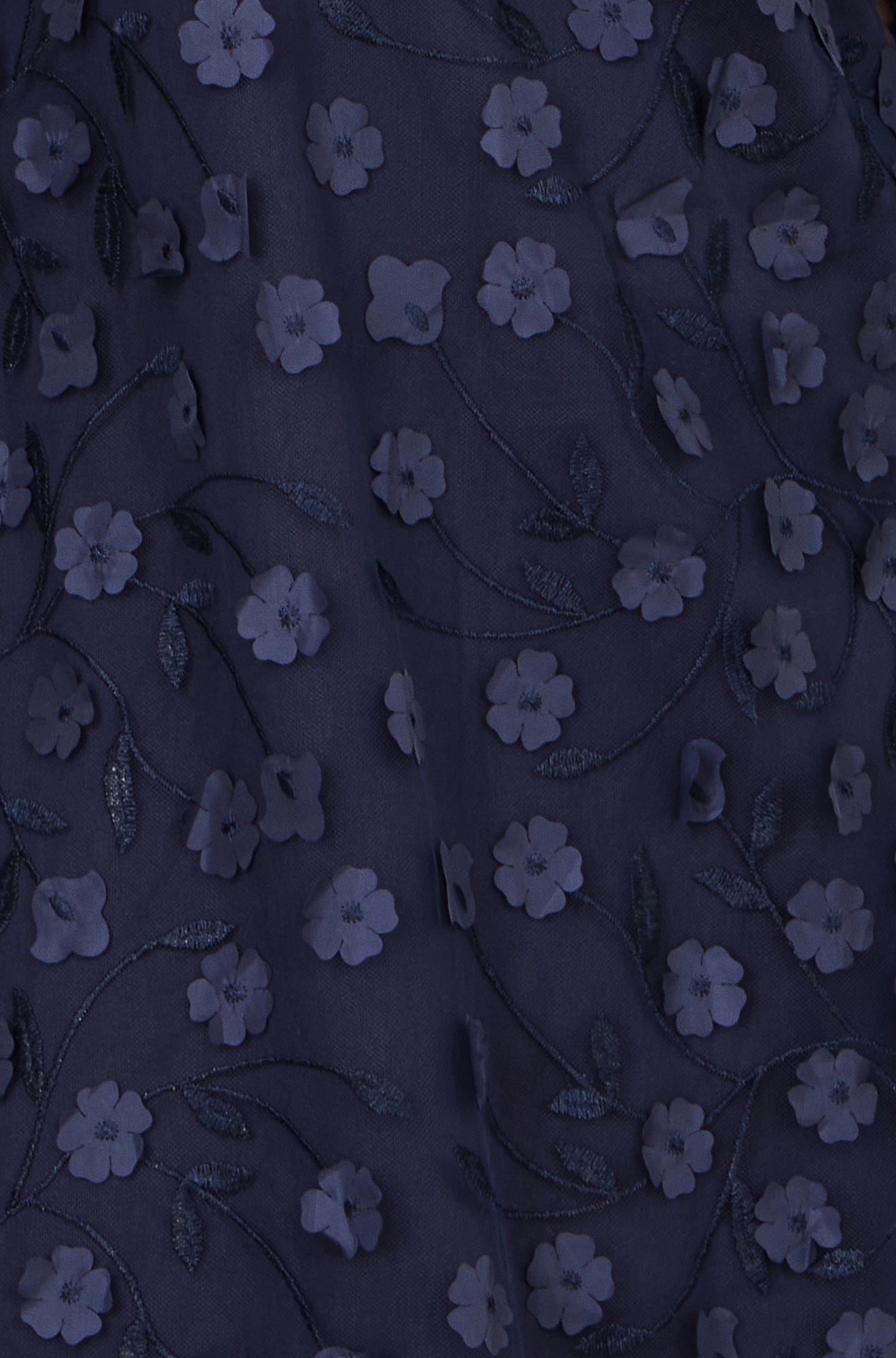 Yumi Navy Long Sleeve Floral Applique Tunic