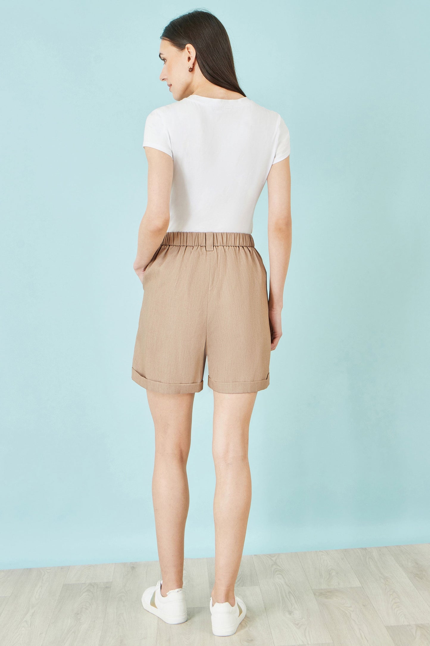 Yumi Brown Pleat Front Shorts