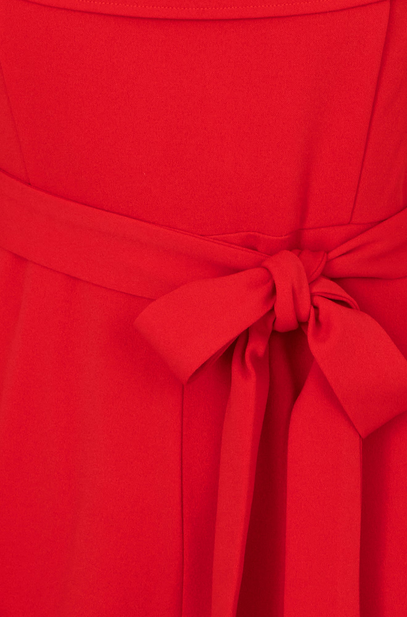 Yumi Red Stretch Bardot Jumpsuit