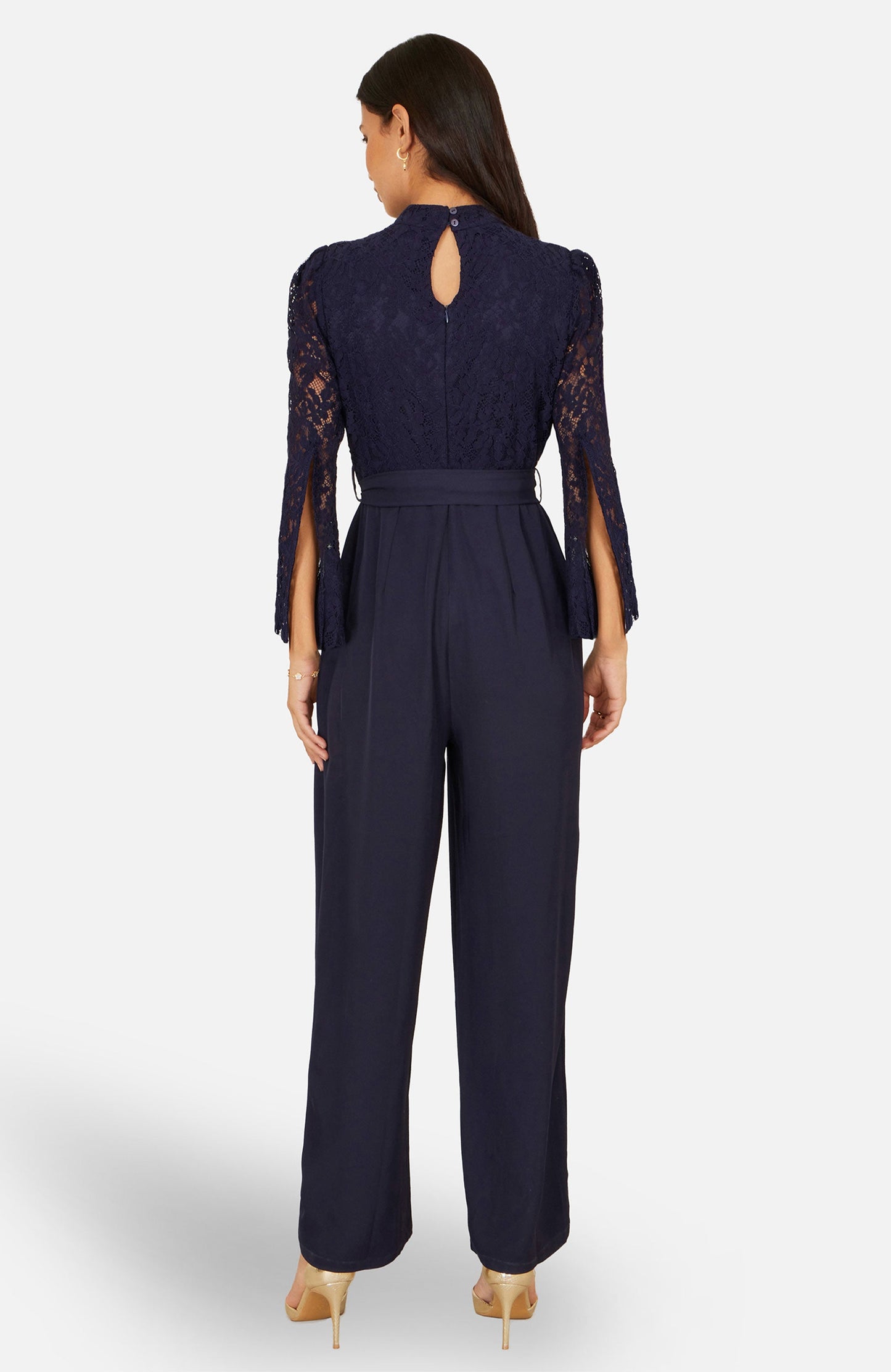 Yumi Navy Lace Applique Jumpsuit