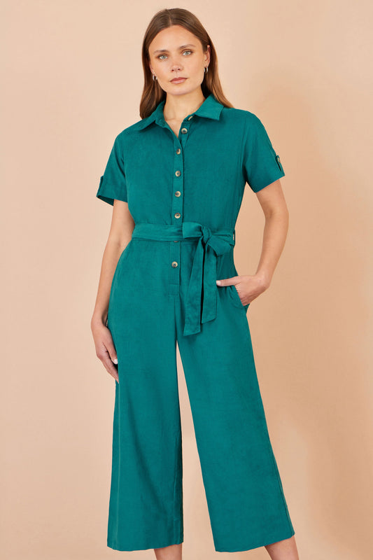 Yumi Teal Cord Relaxed Jumpsuit