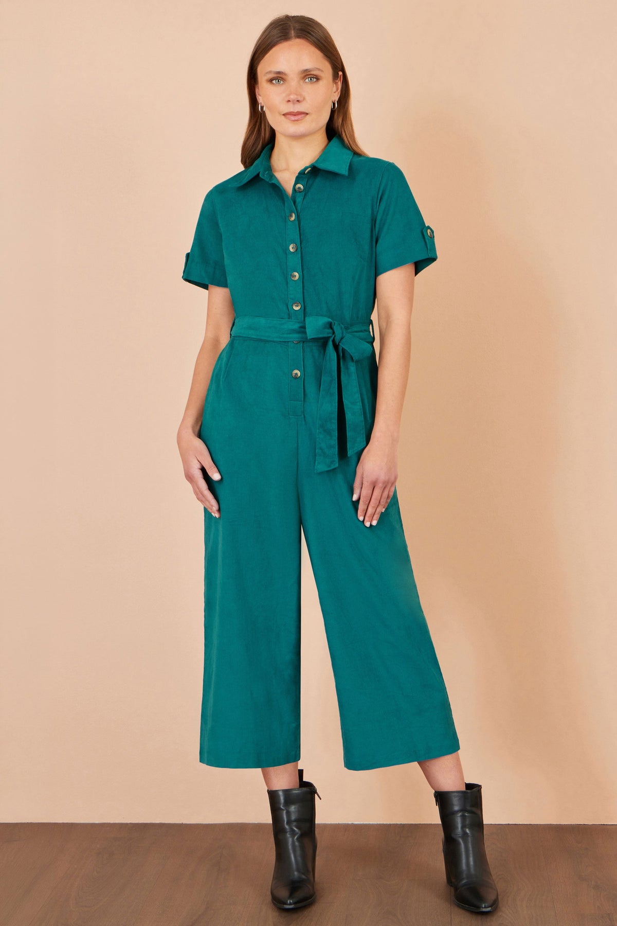 Yumi Teal Cord Relaxed Jumpsuit