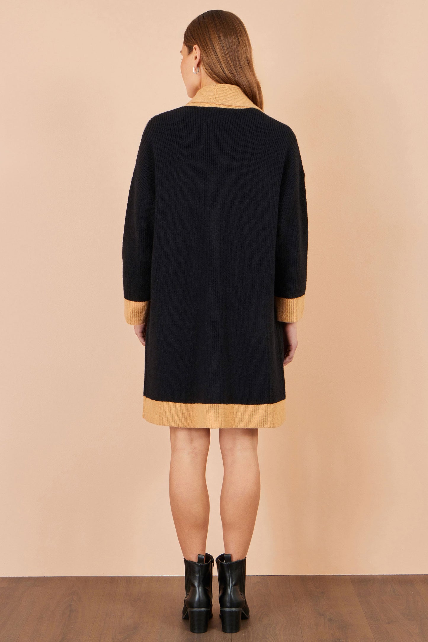 Yumi Black Open Cardigan With Contrast Border