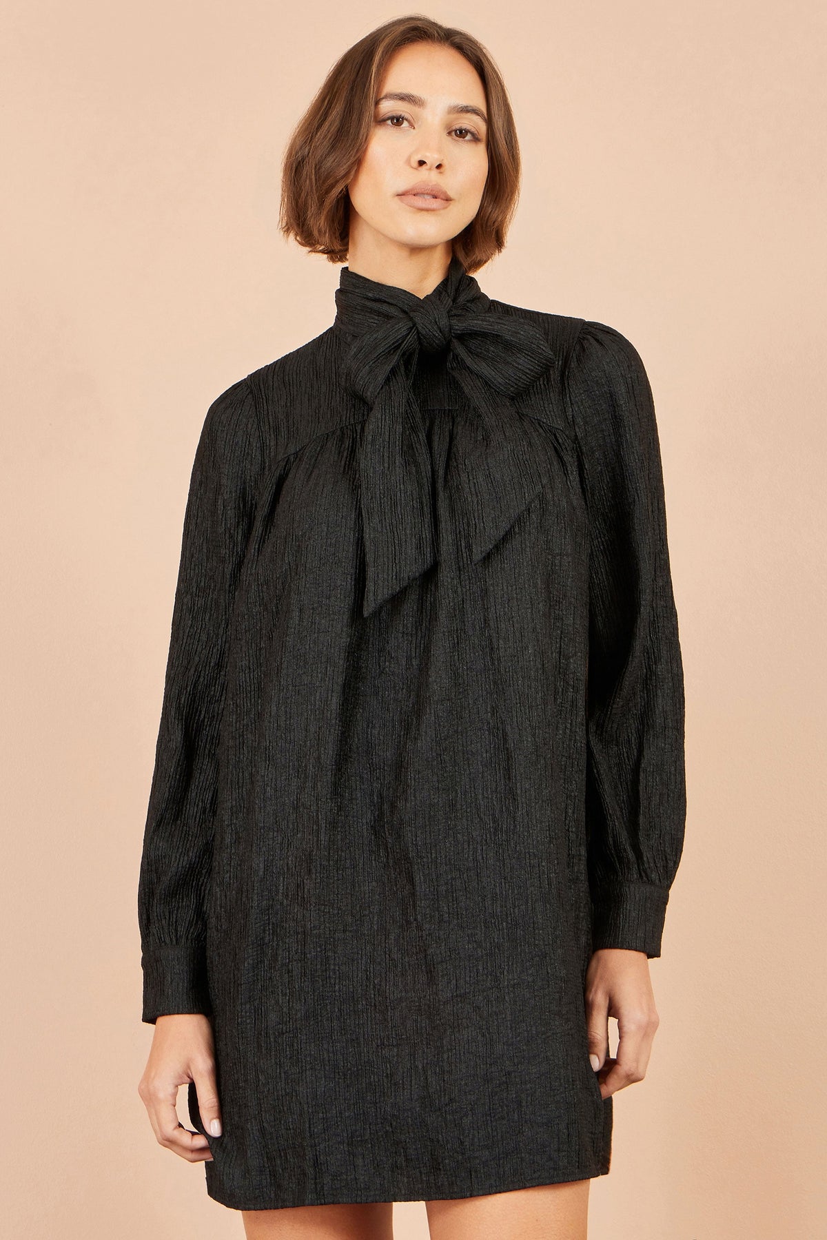 Yumi Black Scarf Tunic Dress