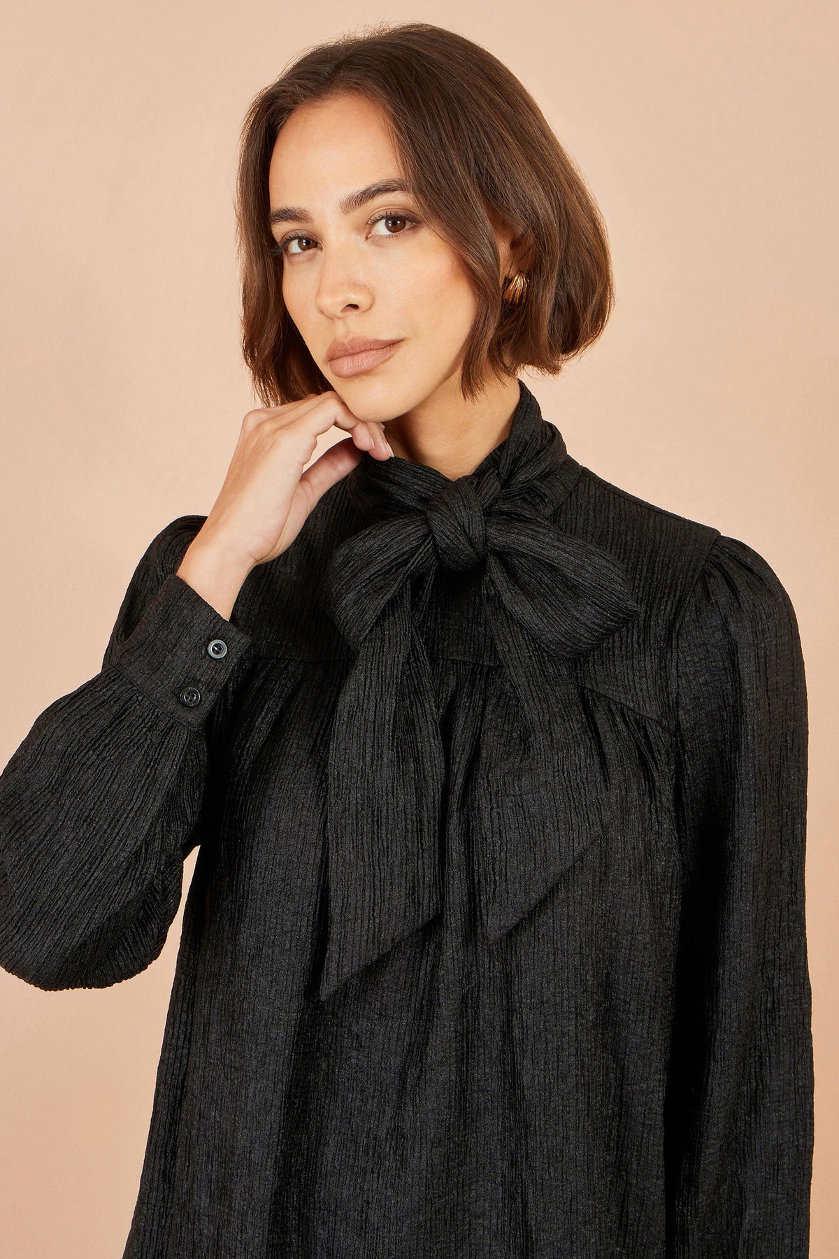 Yumi Black Scarf Tunic Dress