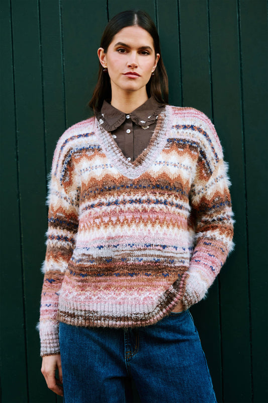 Yumi Multicolour Fairisle Relaxed Boucle Jumper
