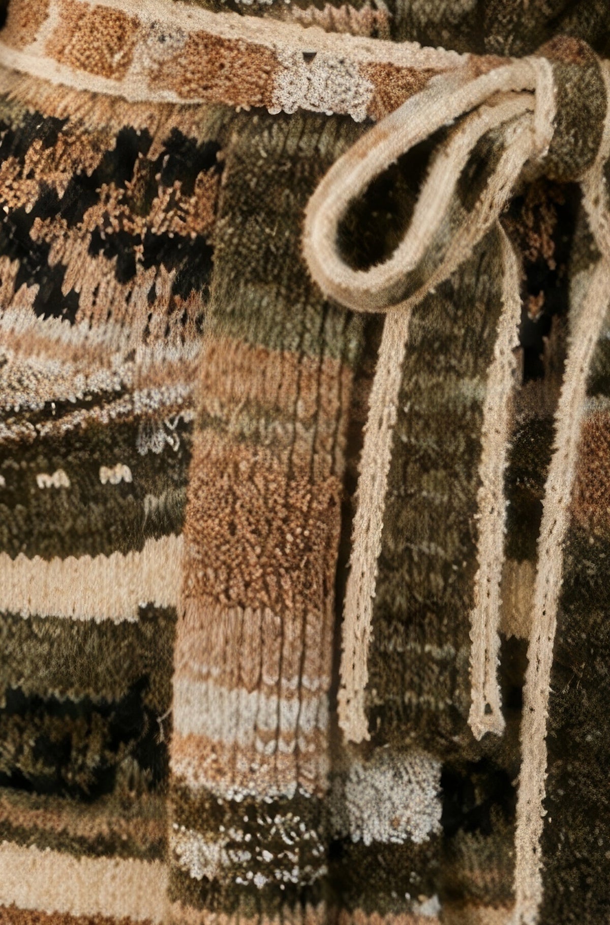 Yumi Green Stripe Fairisle Soft Wrap Cardigan