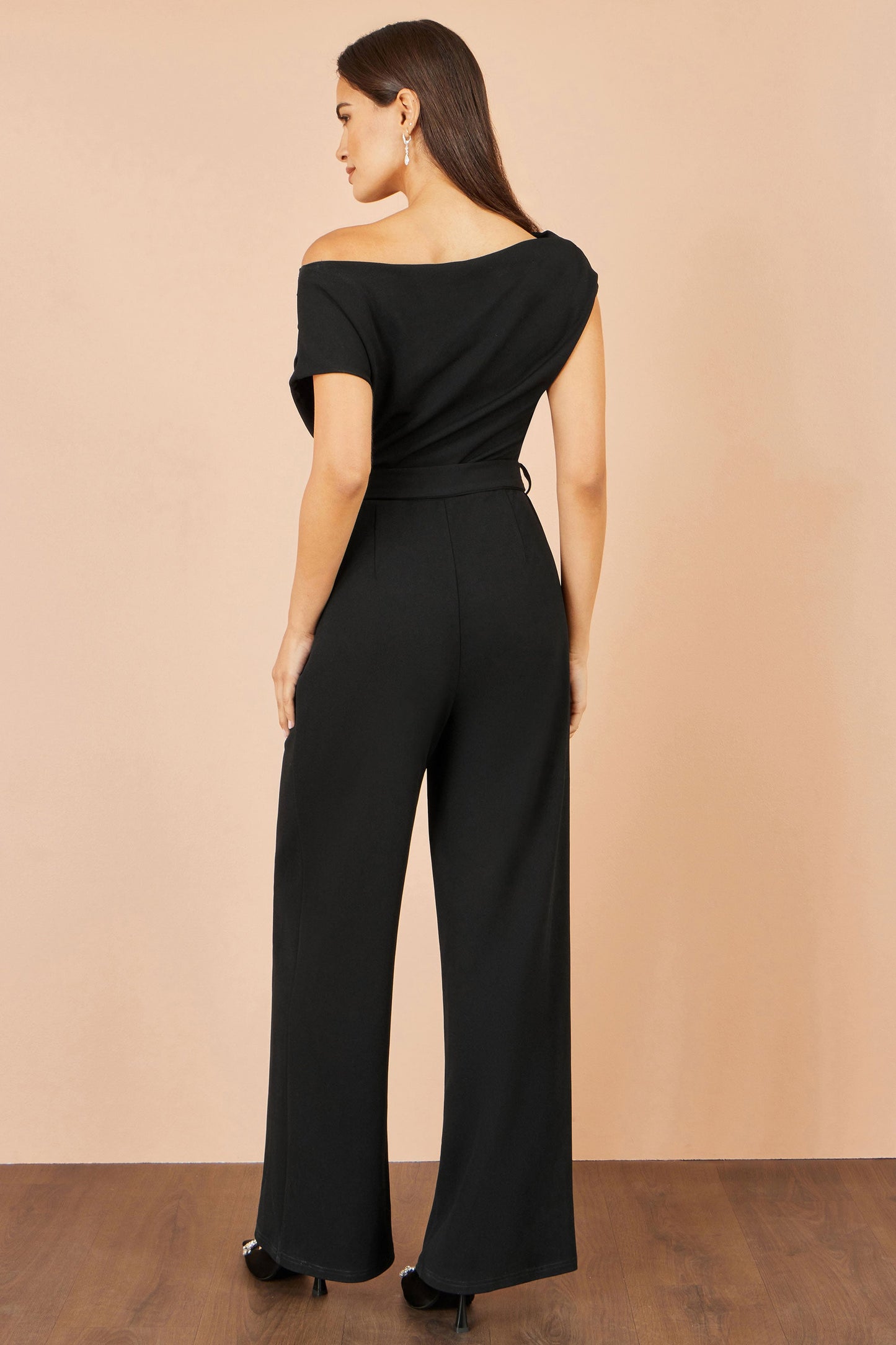 Yumi Black Ruched Stretch Jumpsuit