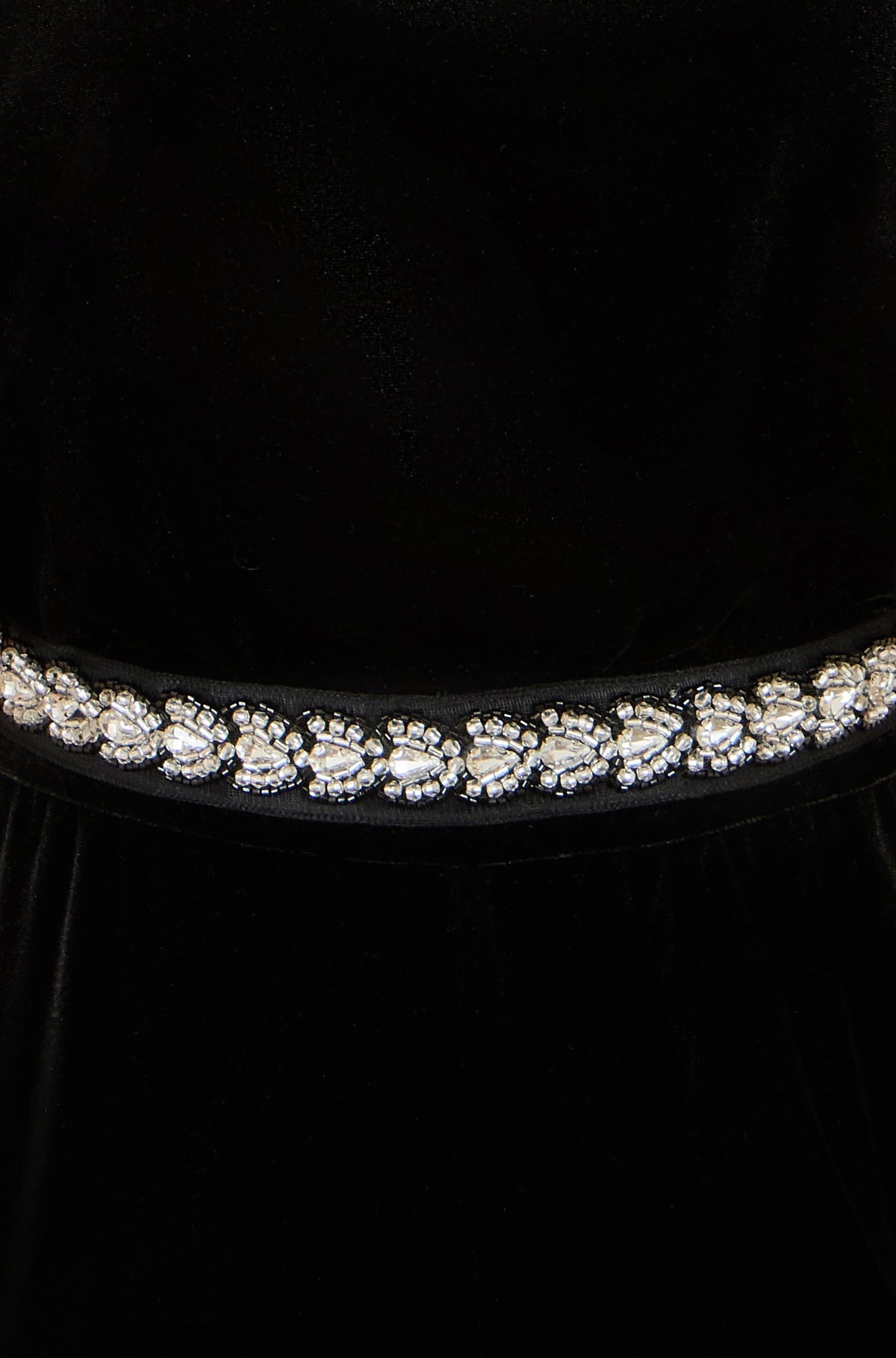 Yumi Black Velvet Jumpsuit With Diamante Embellishment