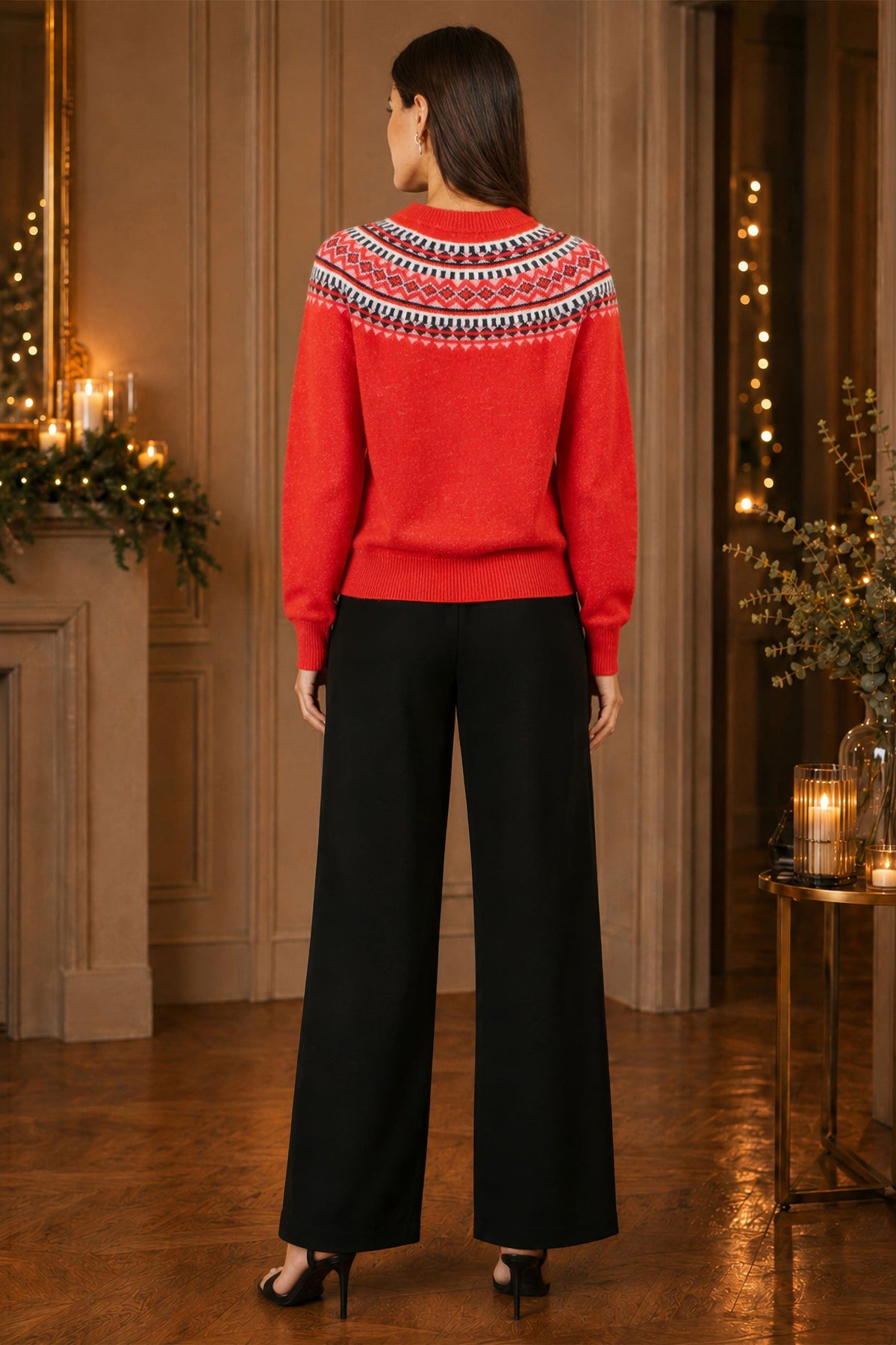 Yumi Red Relaxed Fairisle Jumper