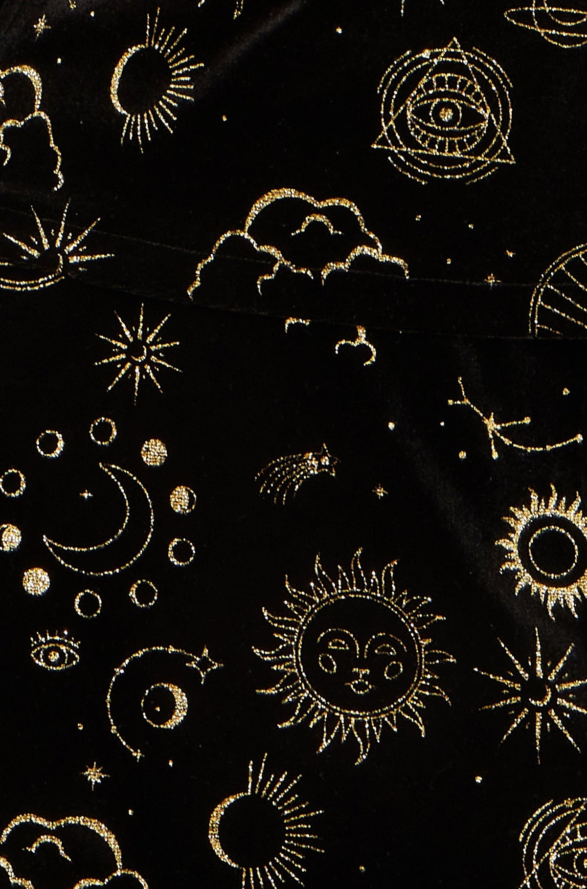 Yumi Black Velvet Cosmic Print Top