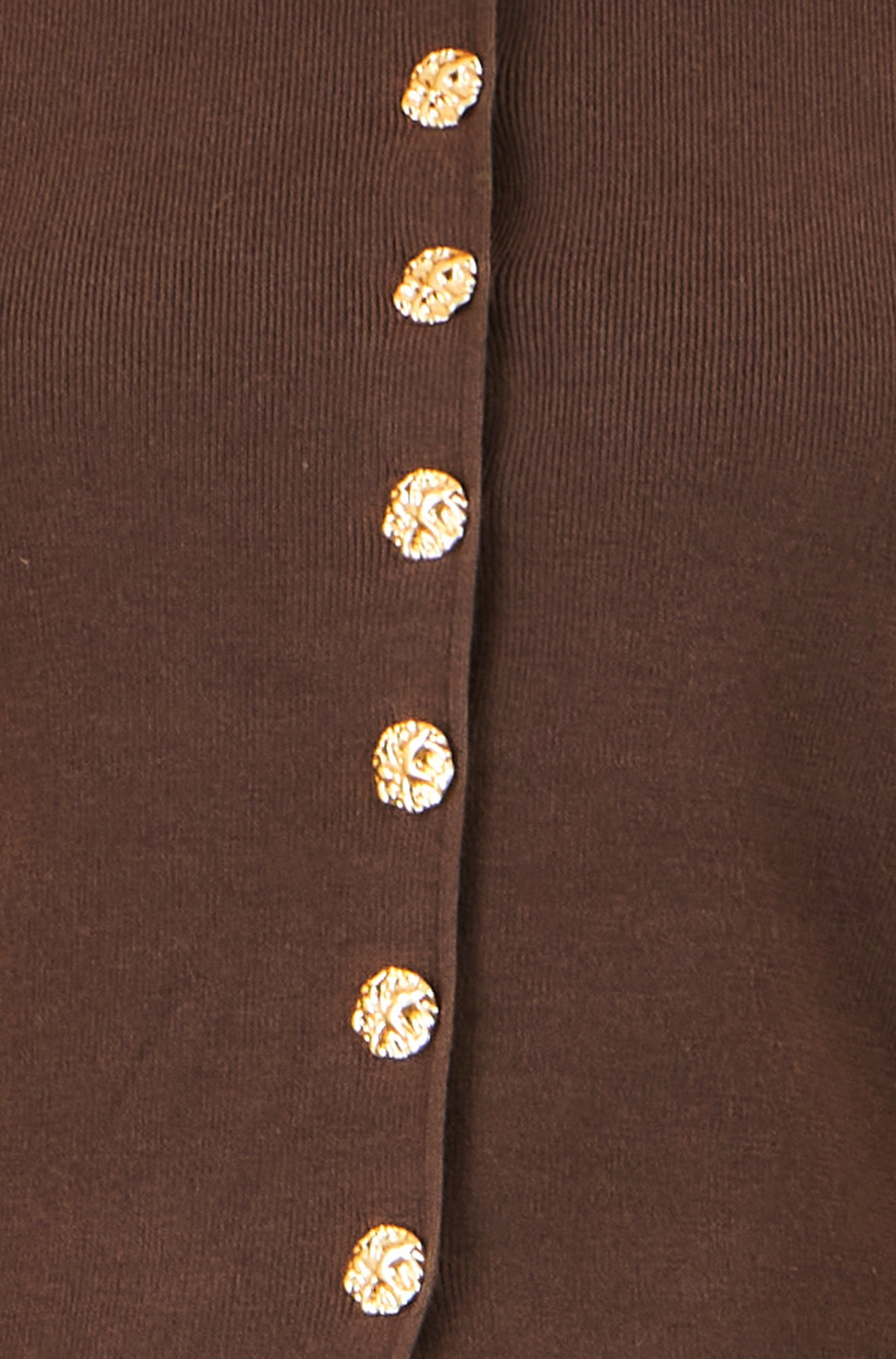 Yumi Brown Knitted Fitted Peplum Cardigan