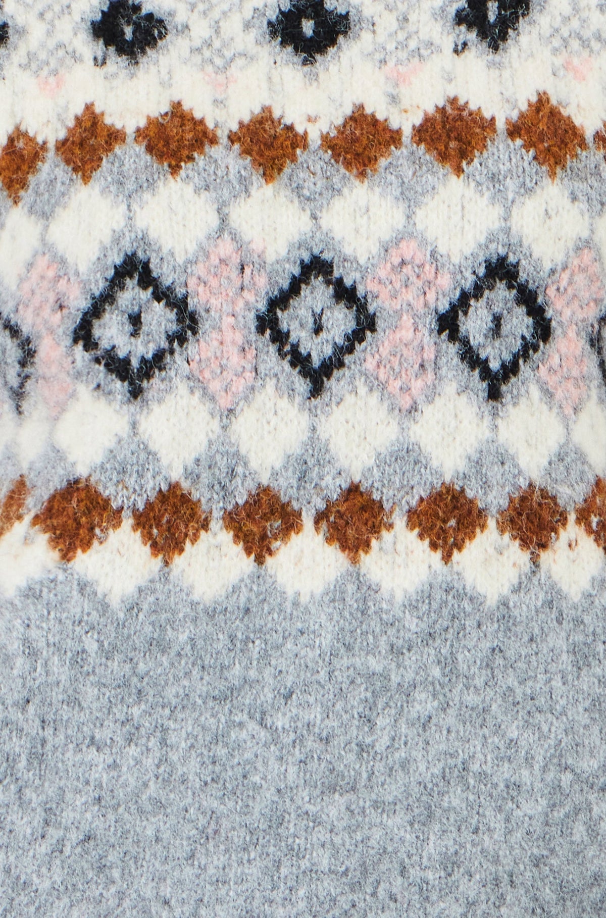Yumi Grey Fairisle Wool Blend Relaxed Jumper